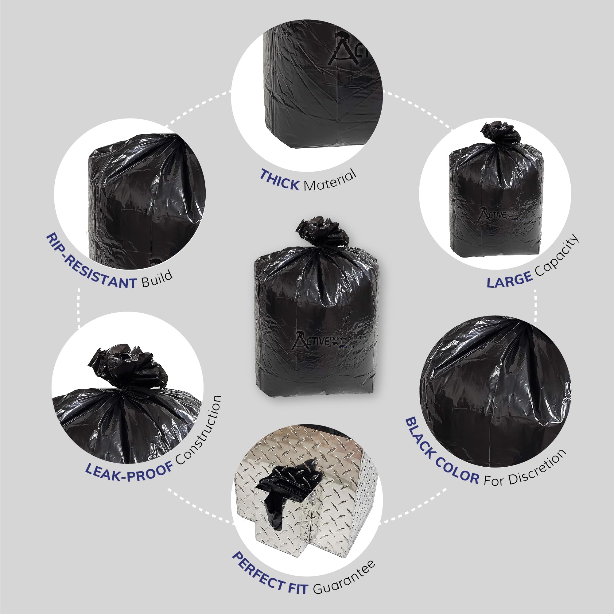 Activedogs Dog Poop Bucket Bags 12Pk - Heavy Duty 5 Gallon Poop Bags For Dogs Waste Removal Trash Can, Bucket Or Pail - Extra Th