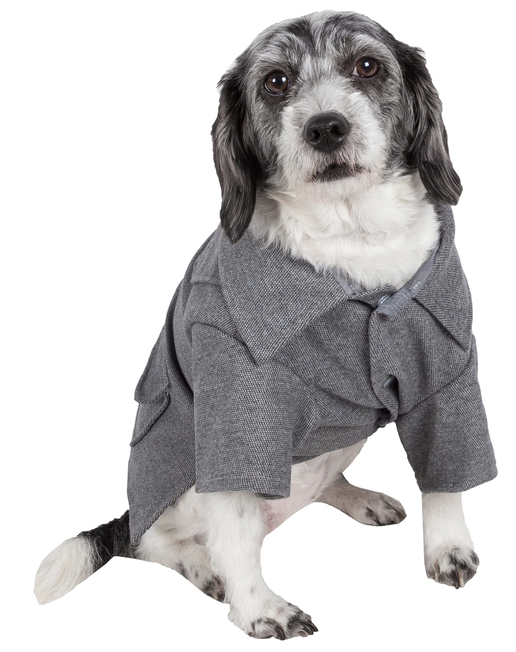 Military Static Rivited Fashion Collared Wool Pet Coat(D0102H7LL3U.)