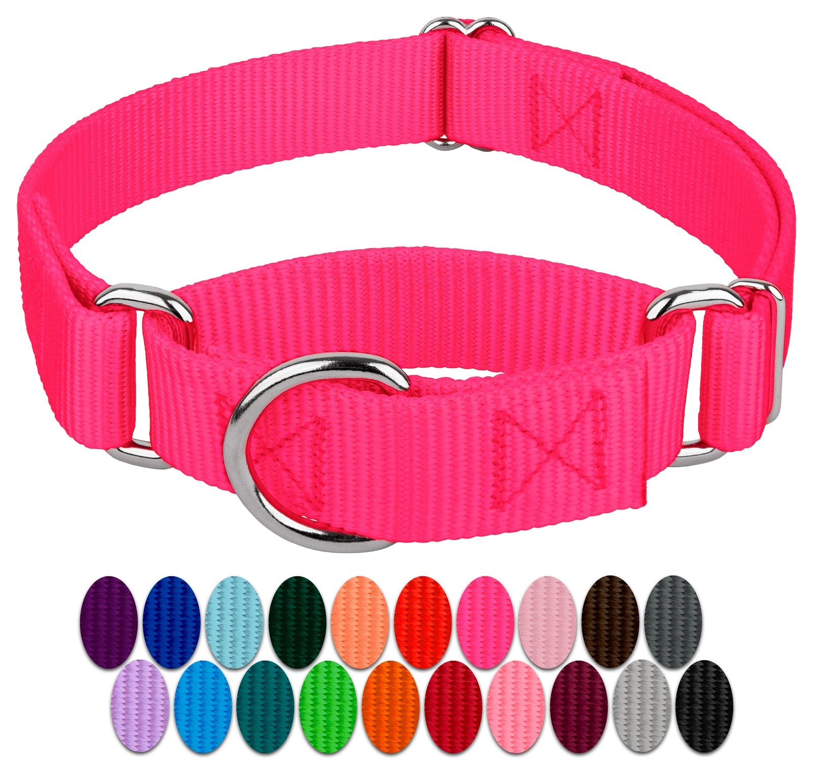 Country Brook Design - Hot Pink Martingale Heavy Duty Nylon Dog Collar - 21 Vibrant Color Options (3/4 Inch Width, Small)