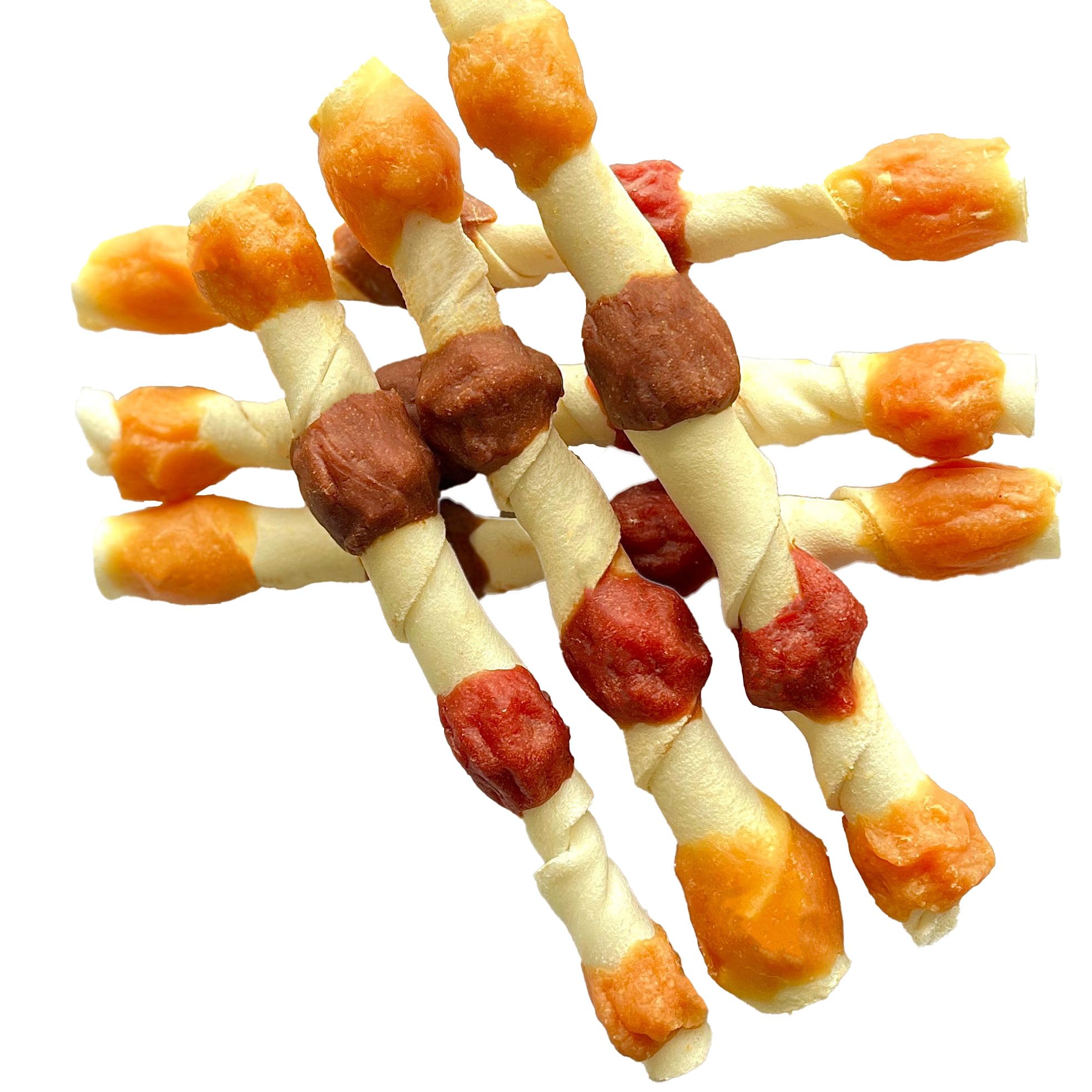Hubert Pet Gourmet 5-in-1 Large Rawhide Kabobs, Quad Flavor Dog Chews, 10 Inch Treats for All Dog Sizes, 10 Count Bag, 1.8 Pound
