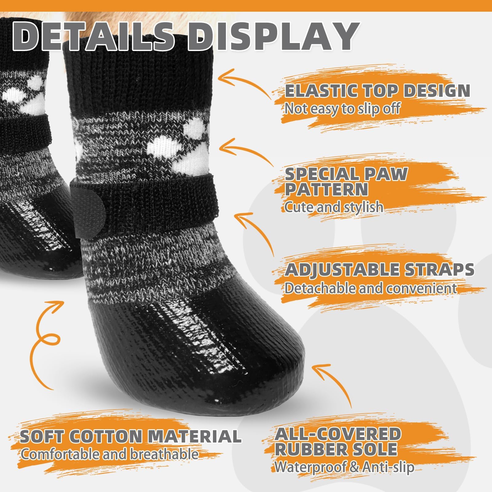 Kooltail Dog Socks To Prevent Licking Paws For Hardwood Floors, Anti Slip Waterproof Dog Boots & Paw Protector Traction Shoes Wi