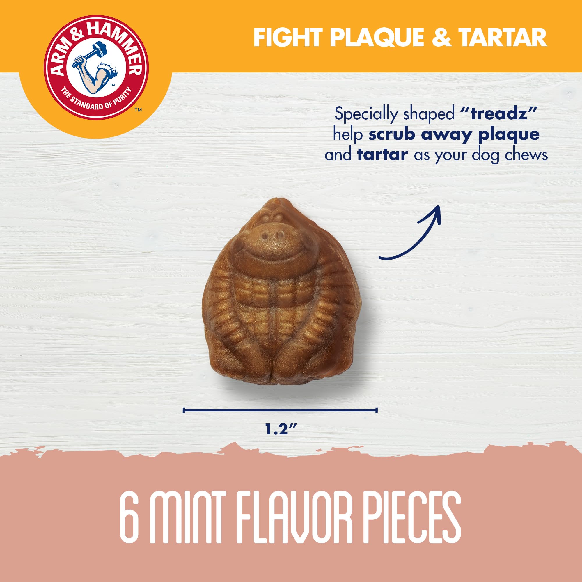 Arm & Hammer for Pets Mighties by TREADZ Dental Treats for Dogs with Baking Soda and Calcium, Help Fight Bad Breath, Plaque & Ta