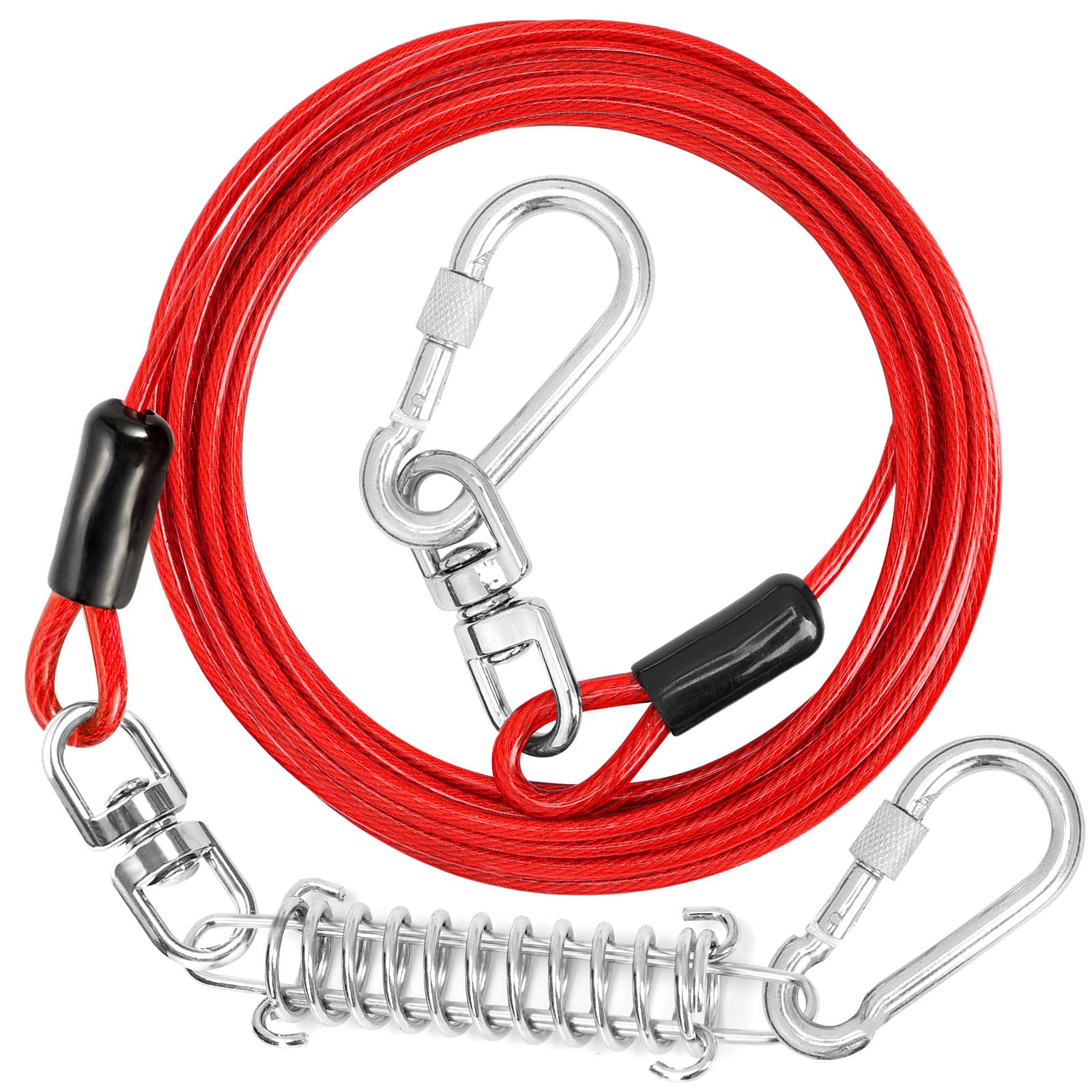 Jenico Dog Tie Out Cable - 10 Ft Dog Runner Cable With Swivel Hook, Dog Leash Run Tether For Yard Outdoor And Camping, Rust- Proof Training Line For Small To Medium Pets Up To 500 Lbs