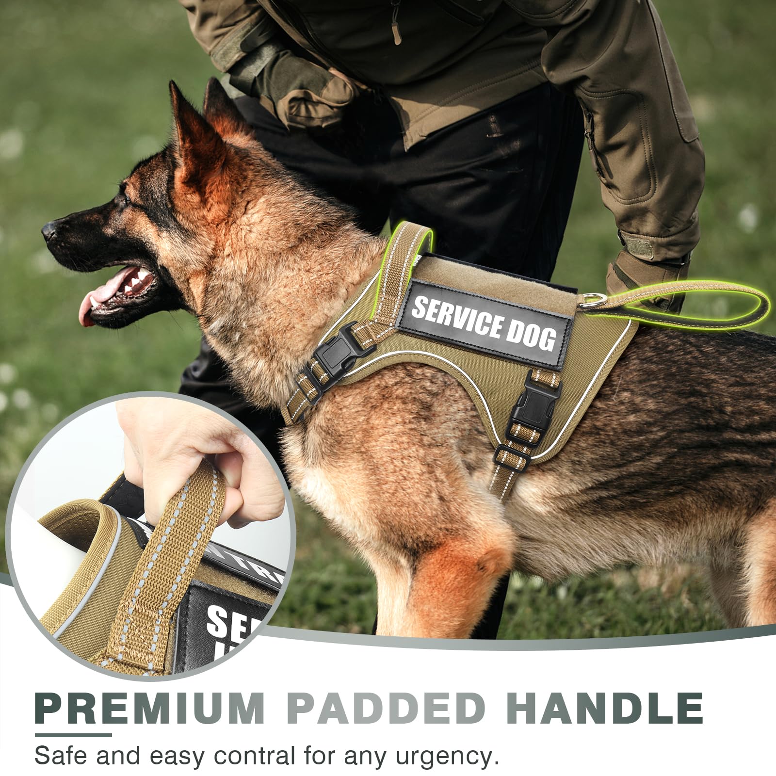 Winsee Tactical Dog Harness, No Pull Dog Harness For Medium Large Dogs With Handle & Molle, Military Service Dog Vest Harness In
