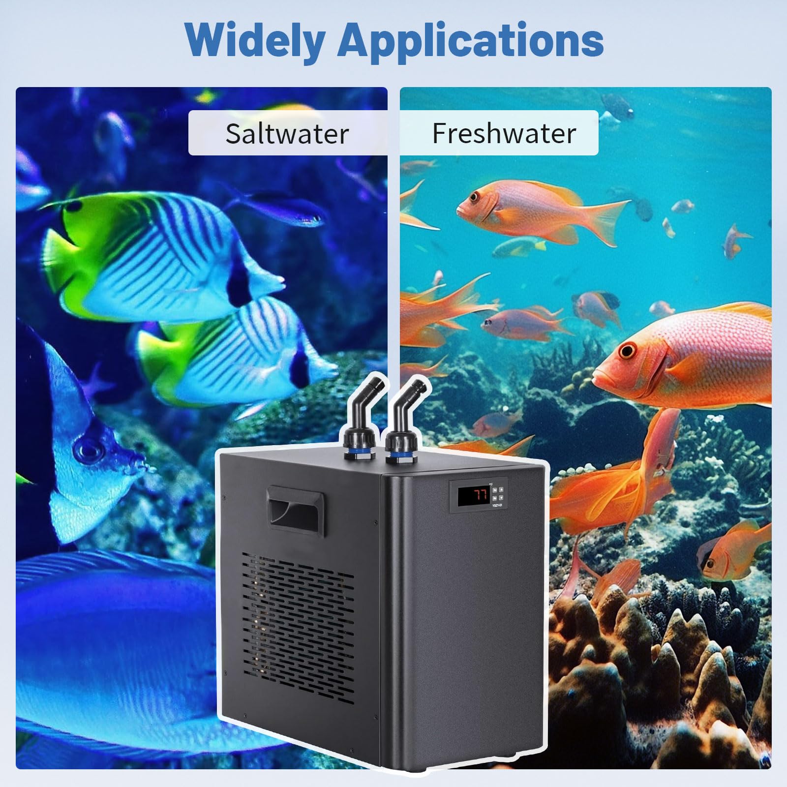 Dialorys 42 Gallon 1/10HP Aquarium Chiller - Energy Efficient Fish Tank Water Chiller for Axolotl, Freshwater & Saltwater Tanks,