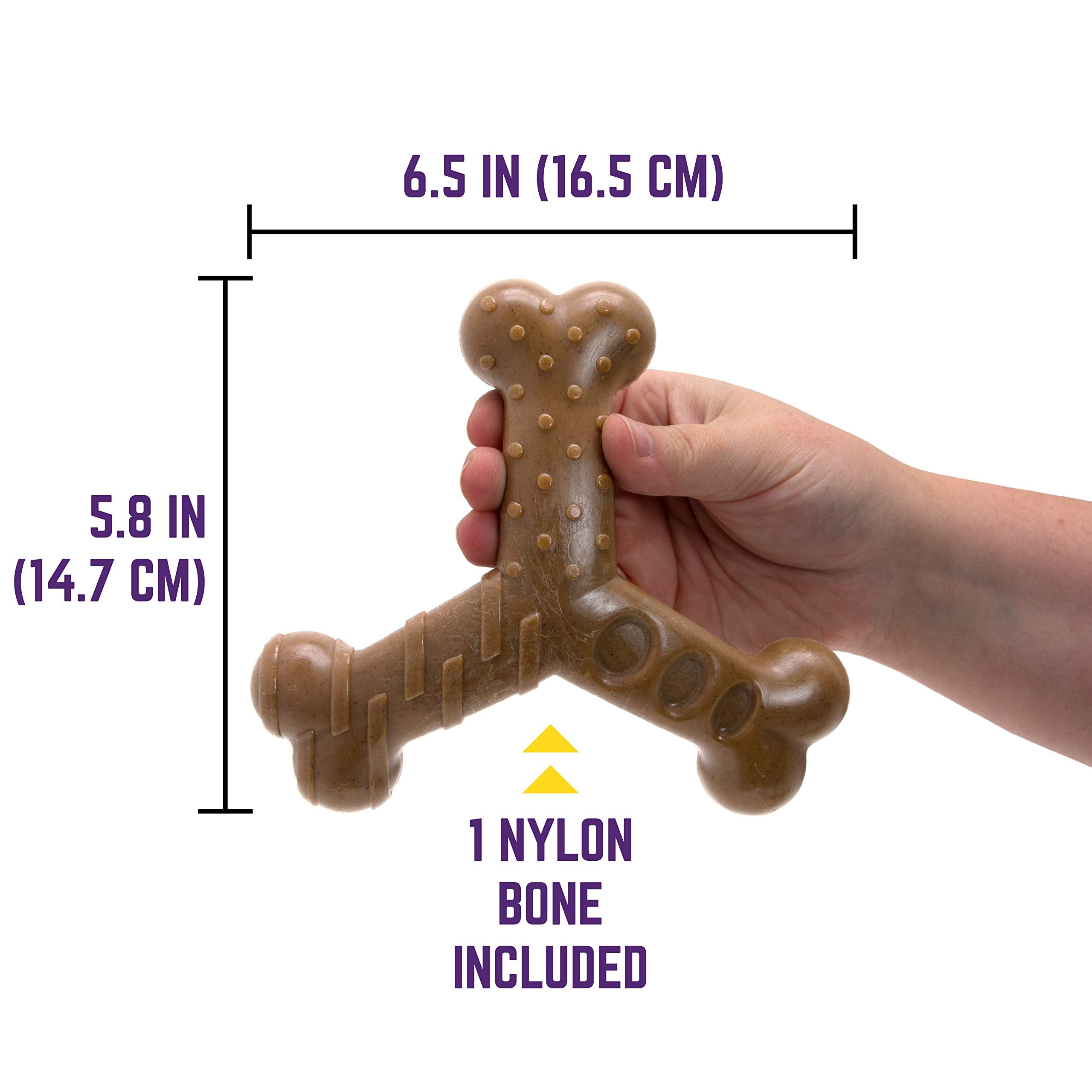 Chew King Dog Bacon Lovin’ Wishbone, Nylon Bones, Textured Bacon Flavored Chew Toy, For All Breed Sizes