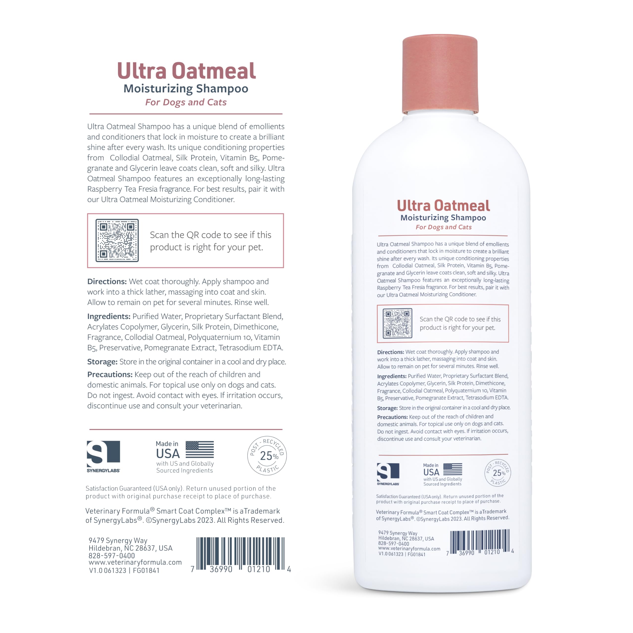 Veterinary Formula Smart Coat Complex Ultra Oatmeal Moisturizing Shampoo For Dogs, 17 Fl Oz – Moisture-Rich, Nourishing Shampoo – Leaves Coat Clean, Soft, Silky, Shiny – Long-Lasting Fragrance