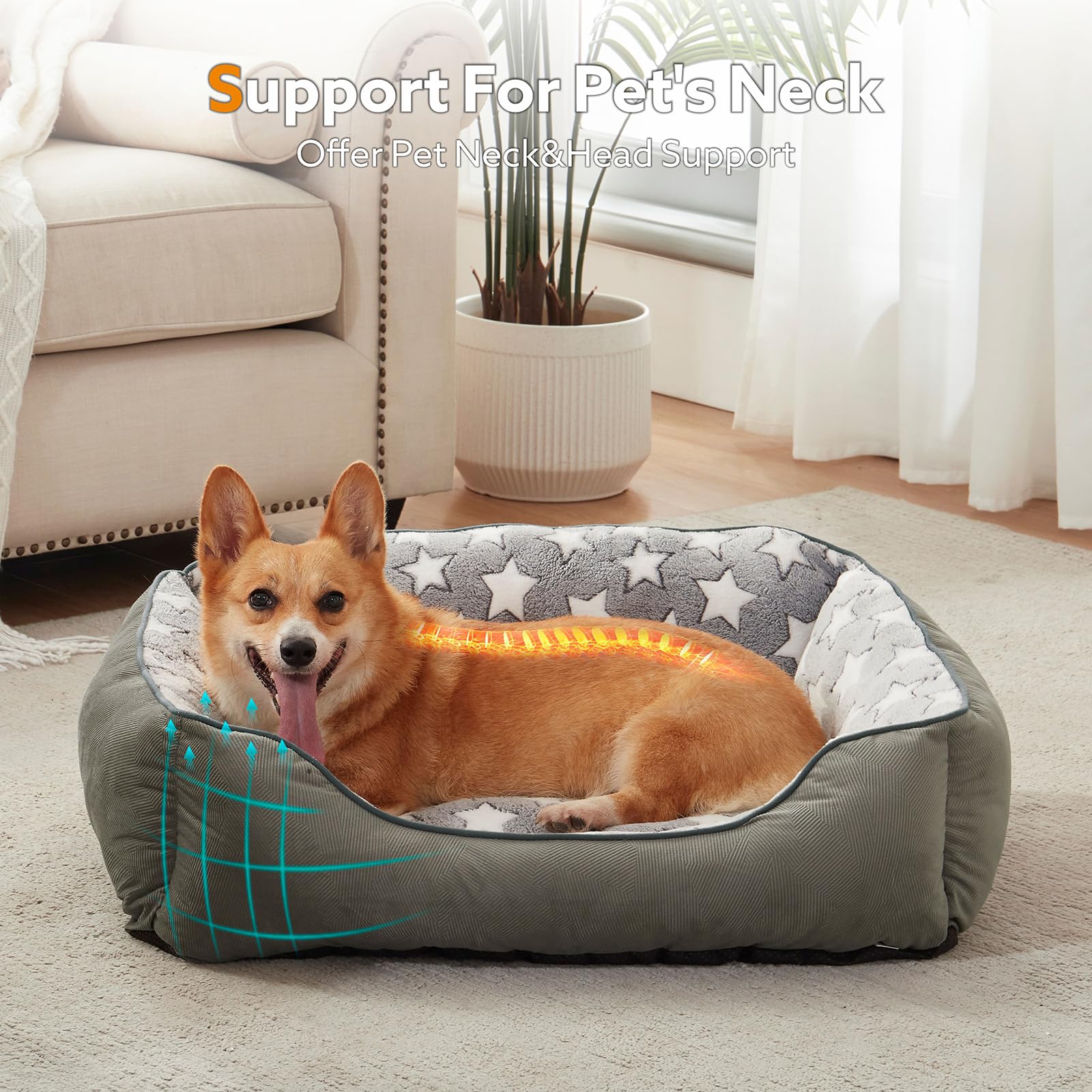 SIWA MARY Dog Bed Medium Size Dog,Medium Dog Beds for Medium Dogs Washable,Orthopedic Dog Bed,Soft Calming Puppy Bed,Fluffy Dura