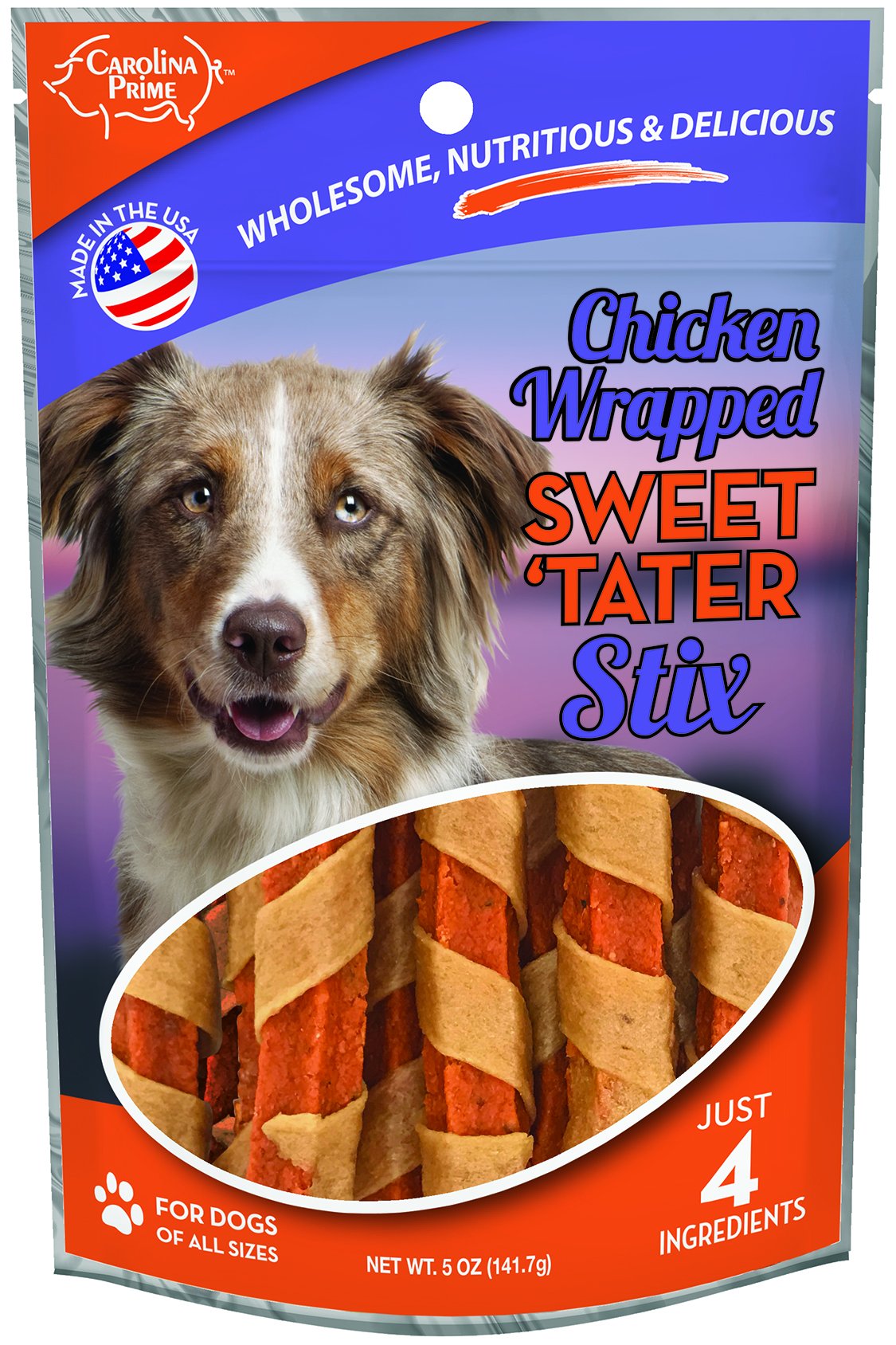 Carolina Prime Pet 45306 Chicken Wrapped Sweet Tater Stix Treat For Dogs ( 1 Pouch), One Size