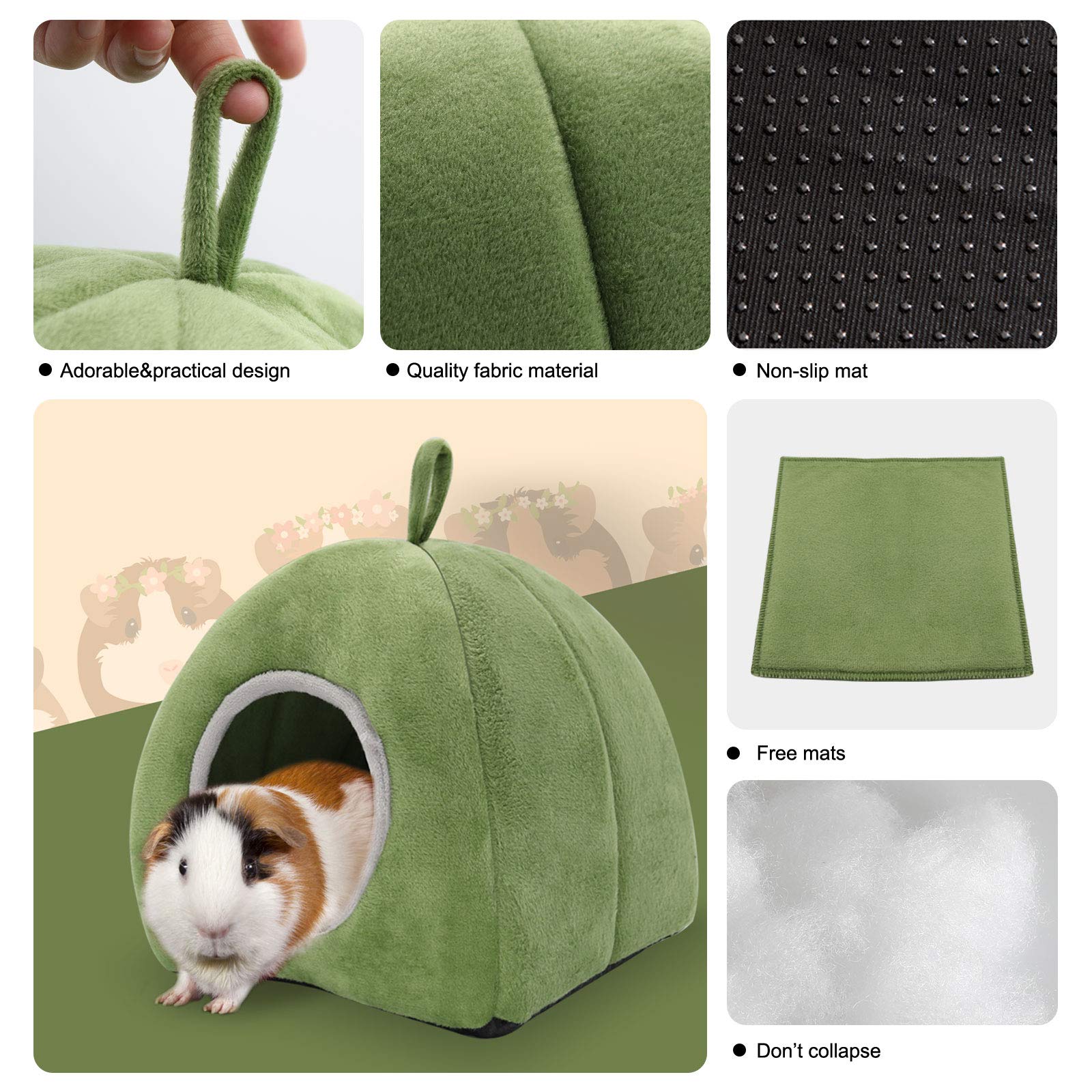 Yuepet Guinea Pig Bed 2 Pack - Washable Cage Accessories Small Animal Hideout For Chinchilla, Hamsters, Hedgehog