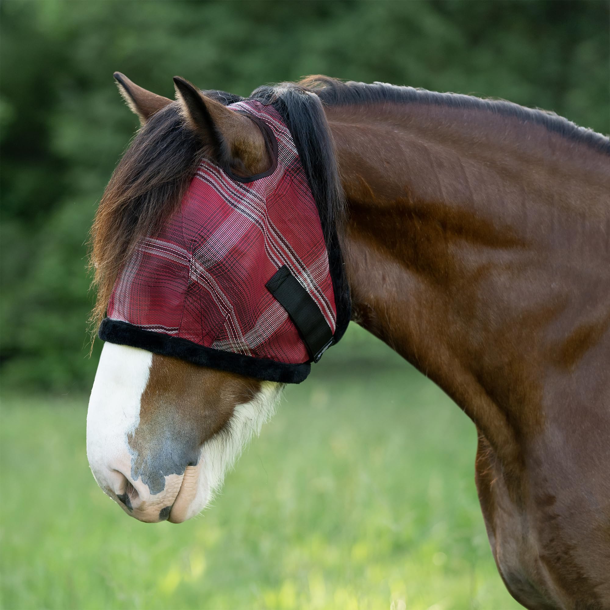Kensington UV Fly Mask with Fleece Trim - Protective Mask with Dual Ear Opening Size: XXL Color: 165 - Merlot