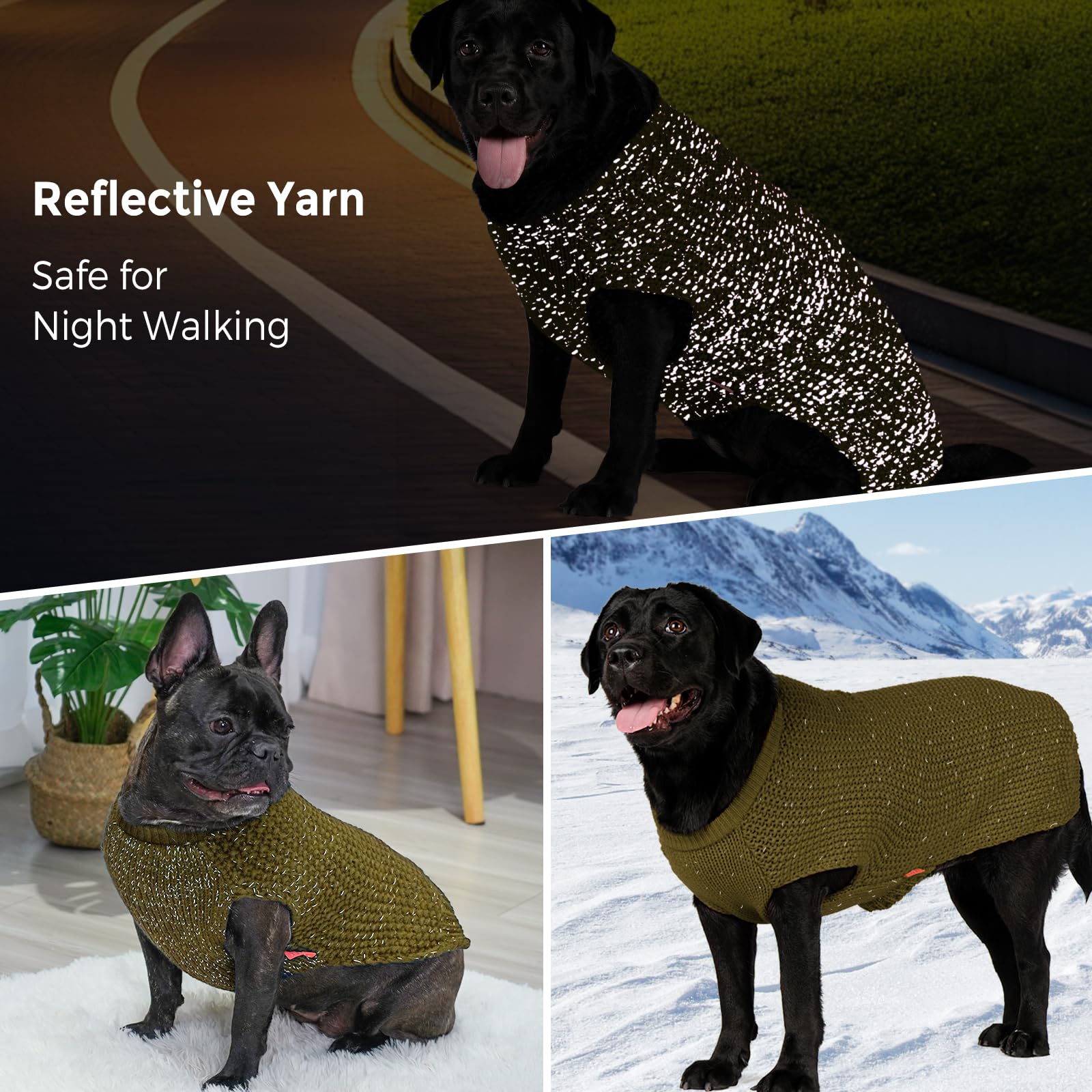 Kyeese Dog Sweater Comfy Dogs Clothes With Leash Hole Small Dog Sweater With Reflective Yarn Warm Pet Clothes For Small Dogs Mal