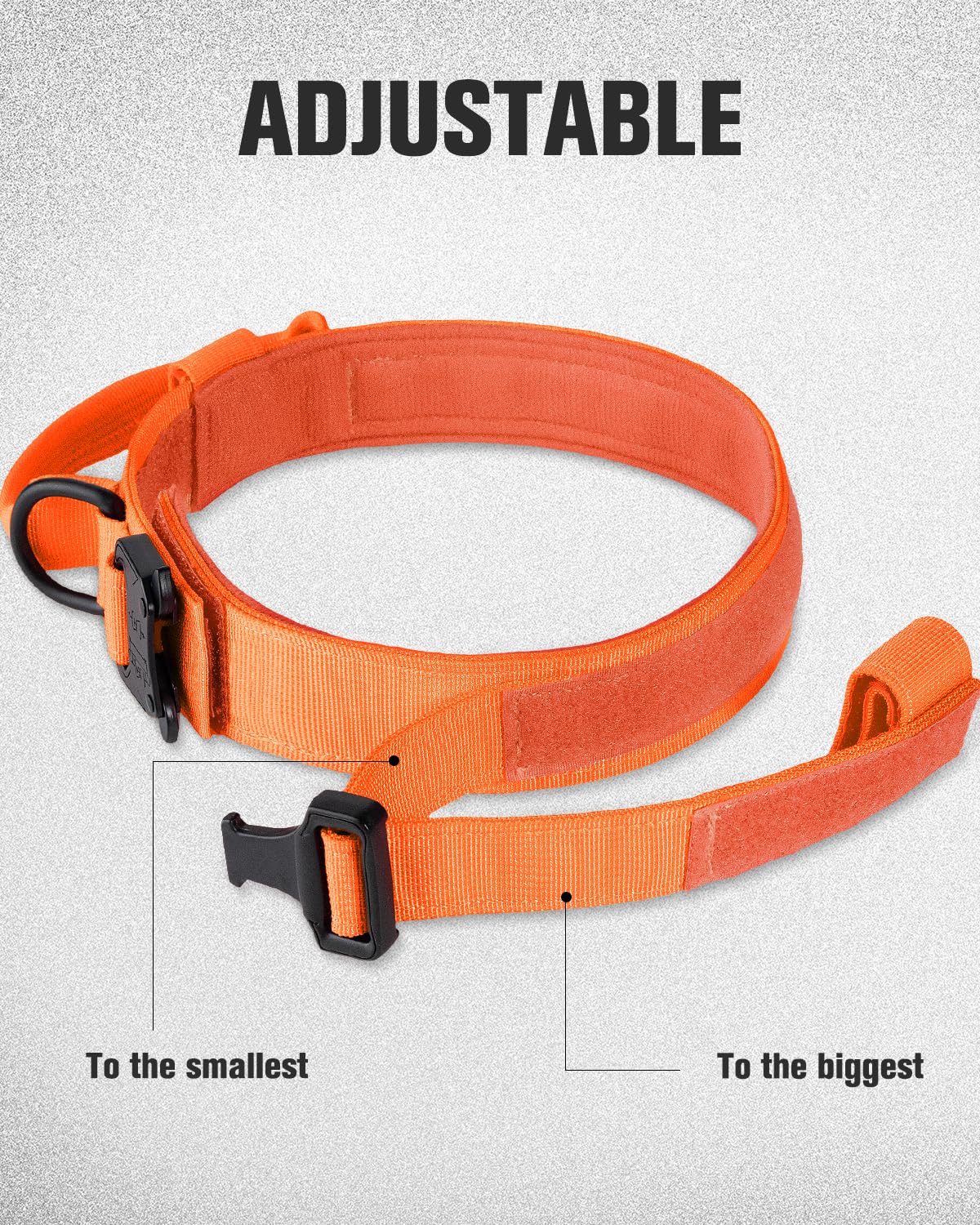 Joytale Tactical Dog Collar With Handle, Adjustable Heavy Duty Military Collar With 2 Patches For Training, Suitable For Medium