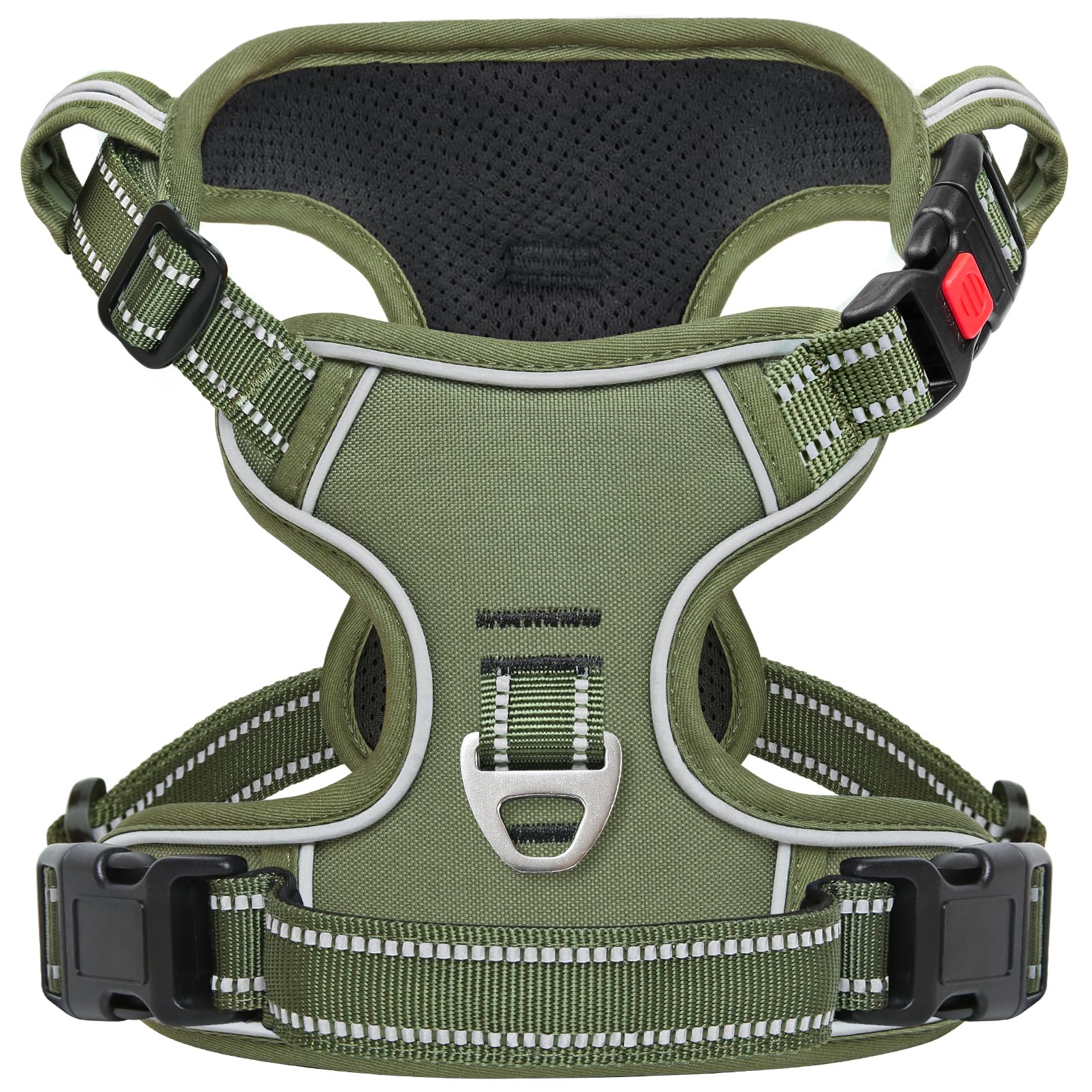 Timos Dog Harness Medium Sized, No Pull Pet Harness with Neck Lockable Snap,No Choke Front Clip Dog Reflective Vest,Adjustable M