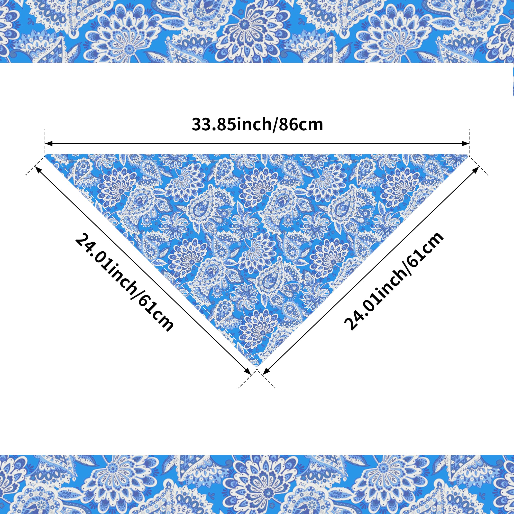 JpGdn 50PCS Big Dog Bandanas Paisley 33Inch for Large Extral Large XL XXL Breed Kerchief Triangle Bibs Scarves Pink Blue Yellow