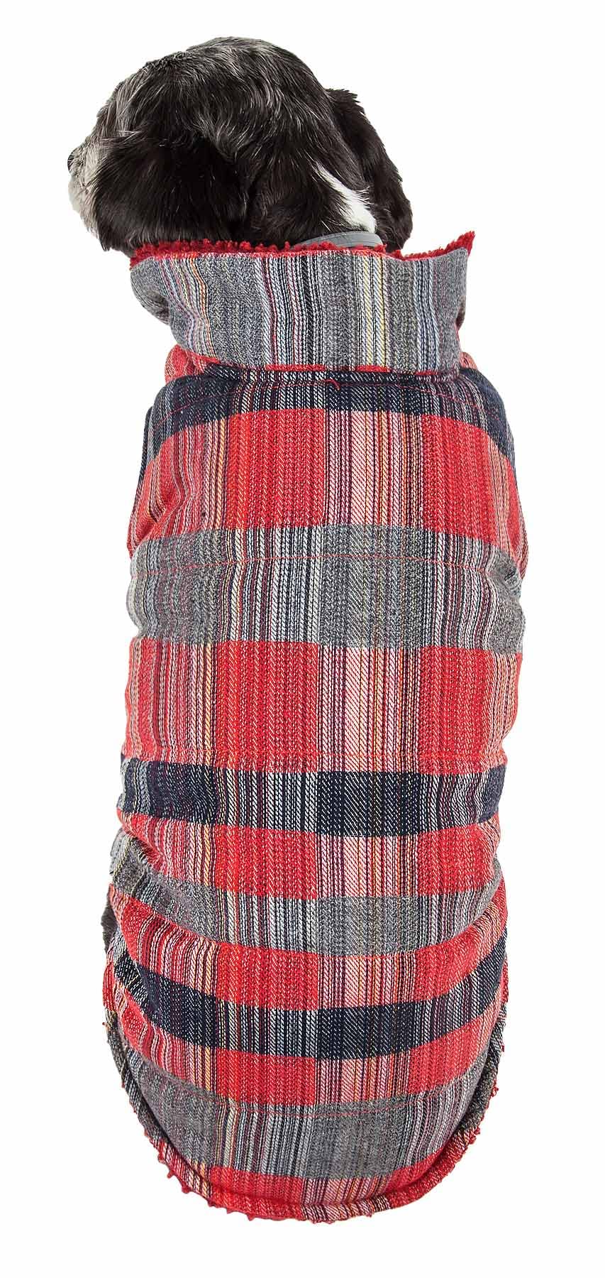 Pet Life  Scotty Tartan Classical Plaid Dog Coat - Insulated Plaid Dog Jacket with Reversible Sherpa Lining - Winter Dog Cloth
