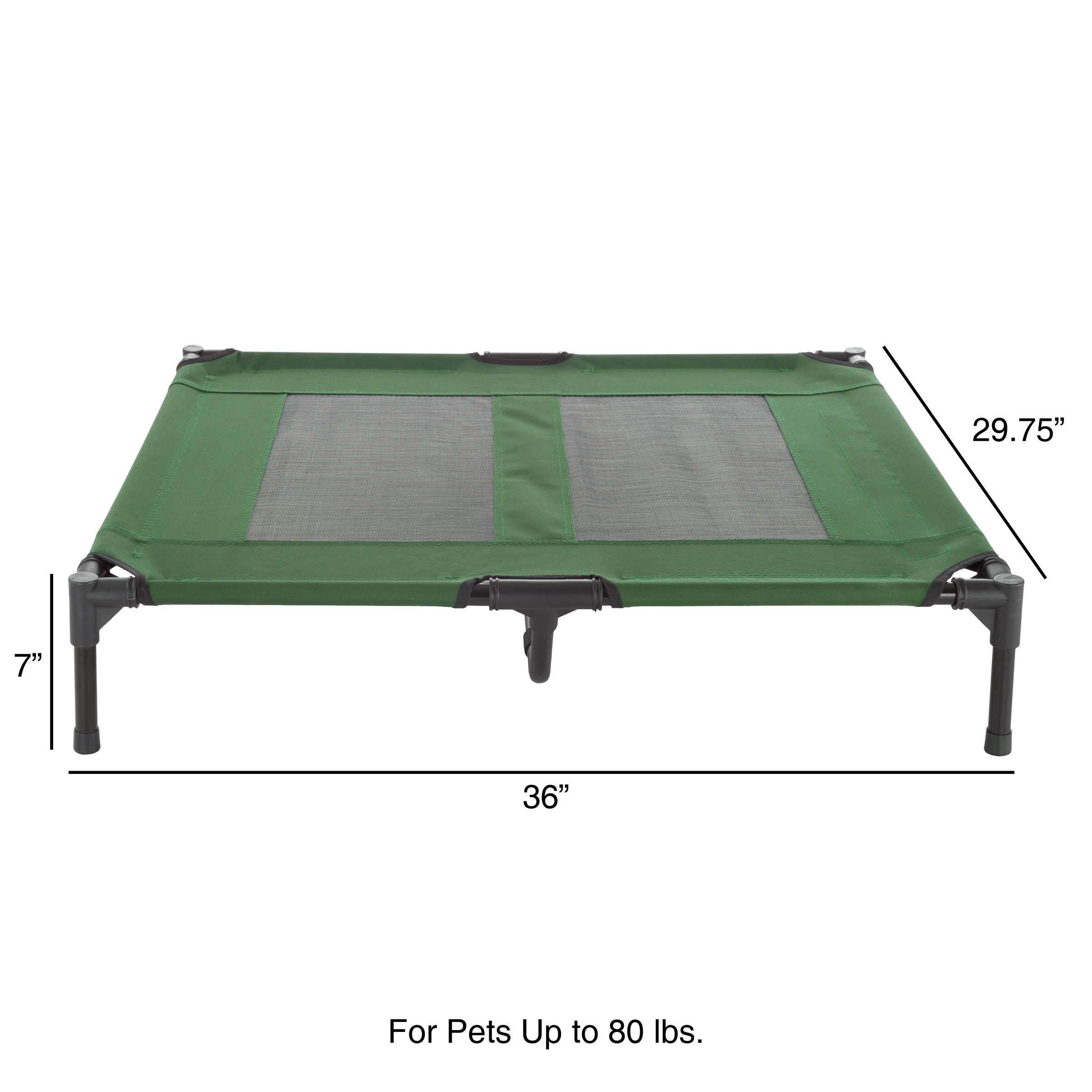 Elevated Dog Bed - 36X29.75 Portable Bed For Pets With Non-Slip Feet - Indoor/Outdoor Dog Cot Or Puppy Bed For Pets Up To 80Lbs By Petmaker (Green)