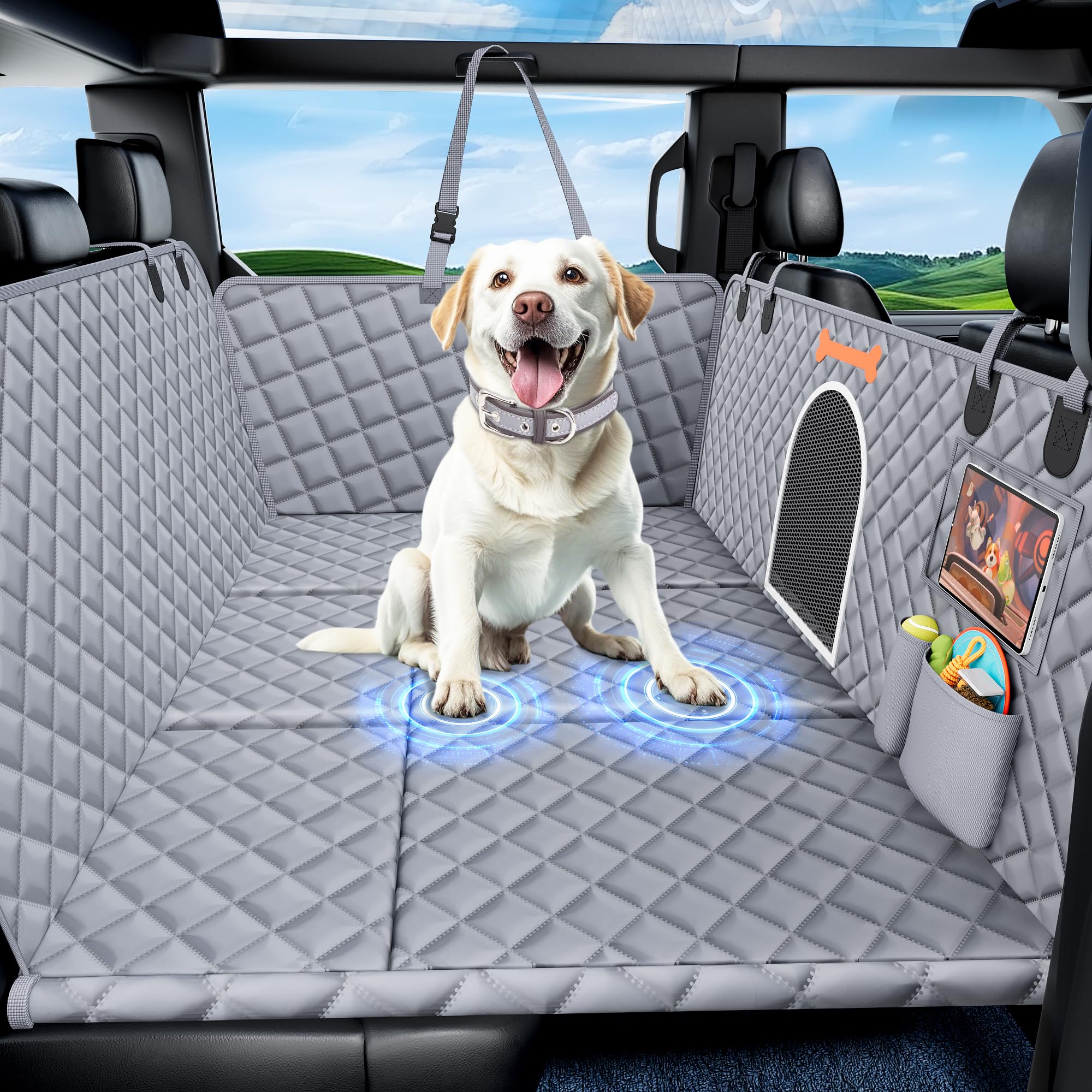 Xxl Dog Car Seat Cover For Back Seat Hard Bottom, Truck Pet Back Seat Extender, 100% Waterproof&Scratchproof Backseat Protector,