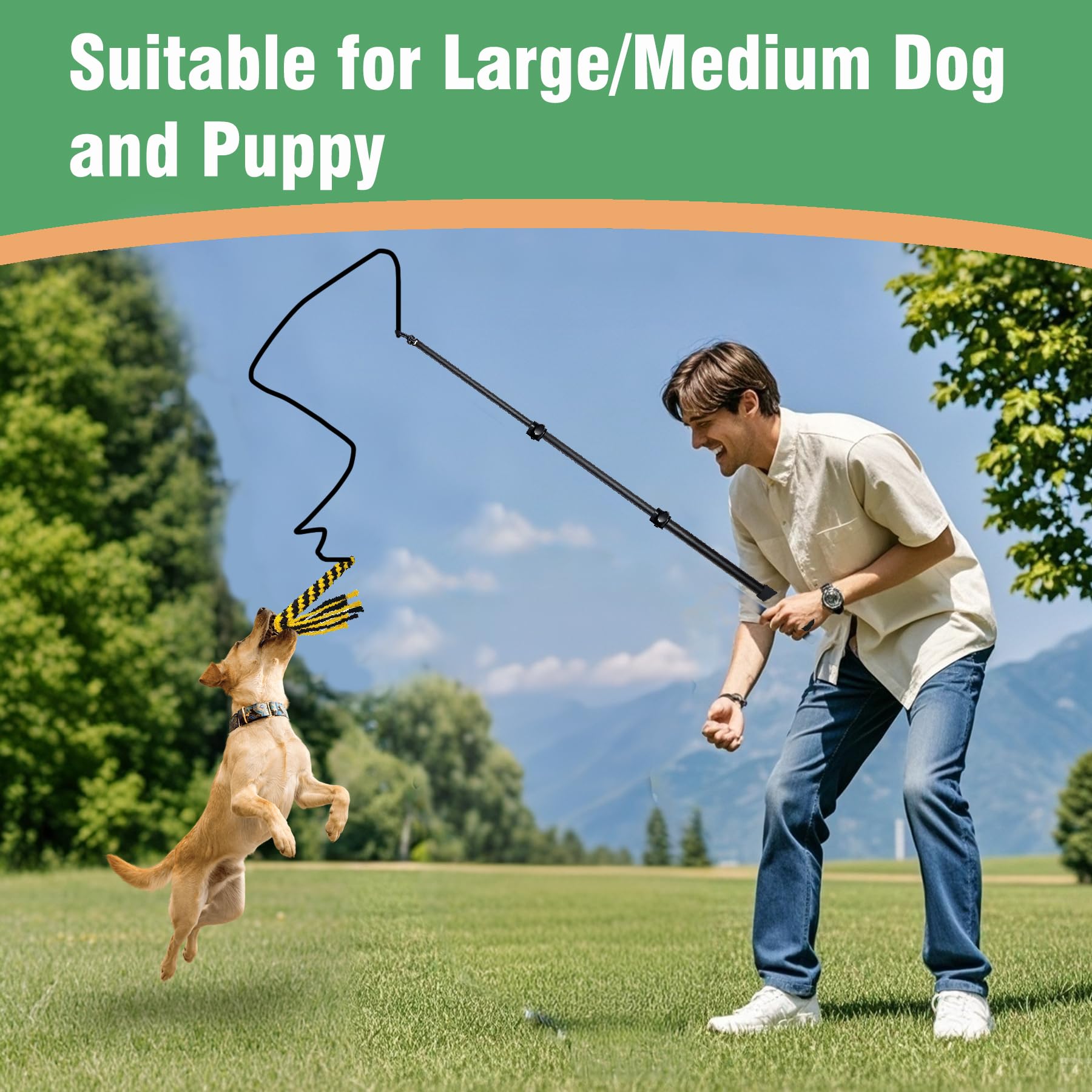 Sailstart Flirt Pole For Dogs Heavy Duty 40Inch Extendable Aluminum Alloy Dog Flirt Pole For Large/Medium/Small Gogs,Interactive