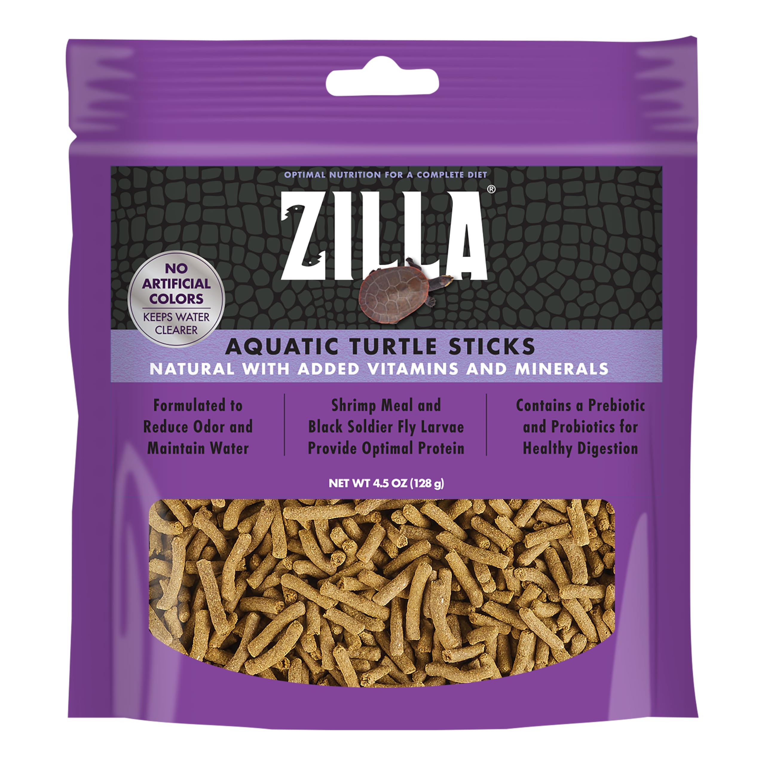 Zilla Pet Aquatic Turtle Sticks, Natural with Added Vitamins and Minerals, Nutrient-Rich Floating Food for Turtles, 4.5 oz