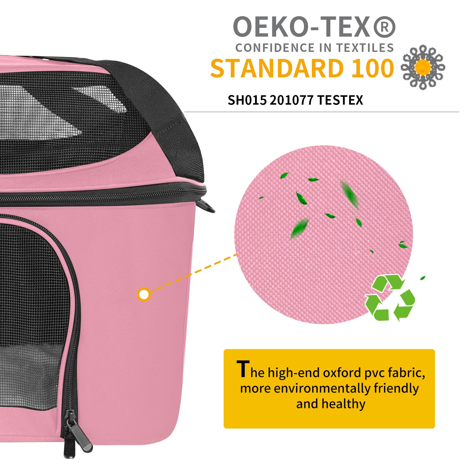 Bejibear Small Cat Carrier For 2 Cats, Oeko-Tex Certified Soft Side Pet Carrier For Cat, Small Dog, Collapsible Travel Small Dog Carrier, Tsa Airline Approved Cat Carrier For Medium Cats 20 Lbs-Pink