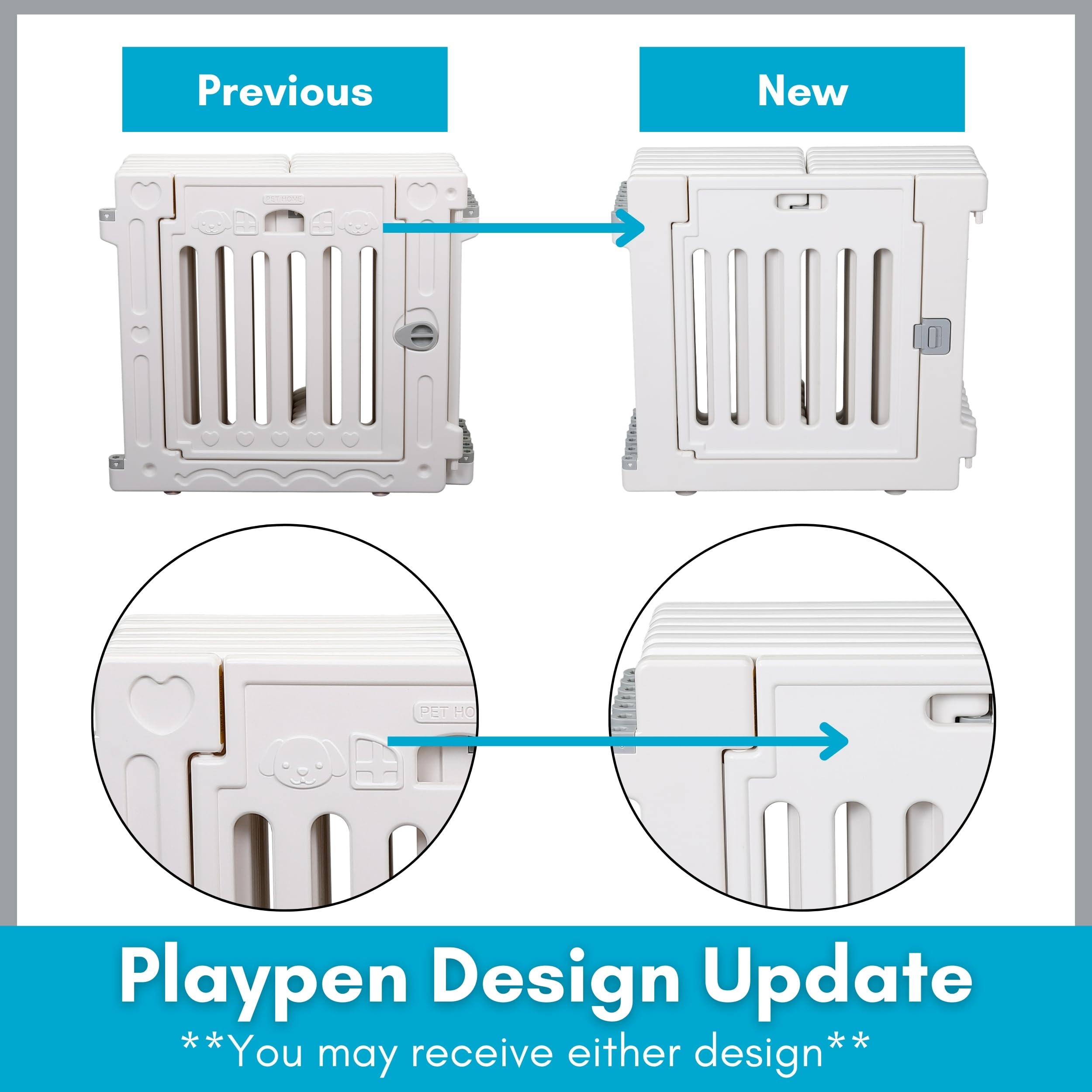 BIRDROCK HOME Dog Playpen w/Door, 12 Panel, 25.6in H | Strong Plastic, Non-Slip Puppy Playpen, Secure Pet Gate | Indoor Outdoor