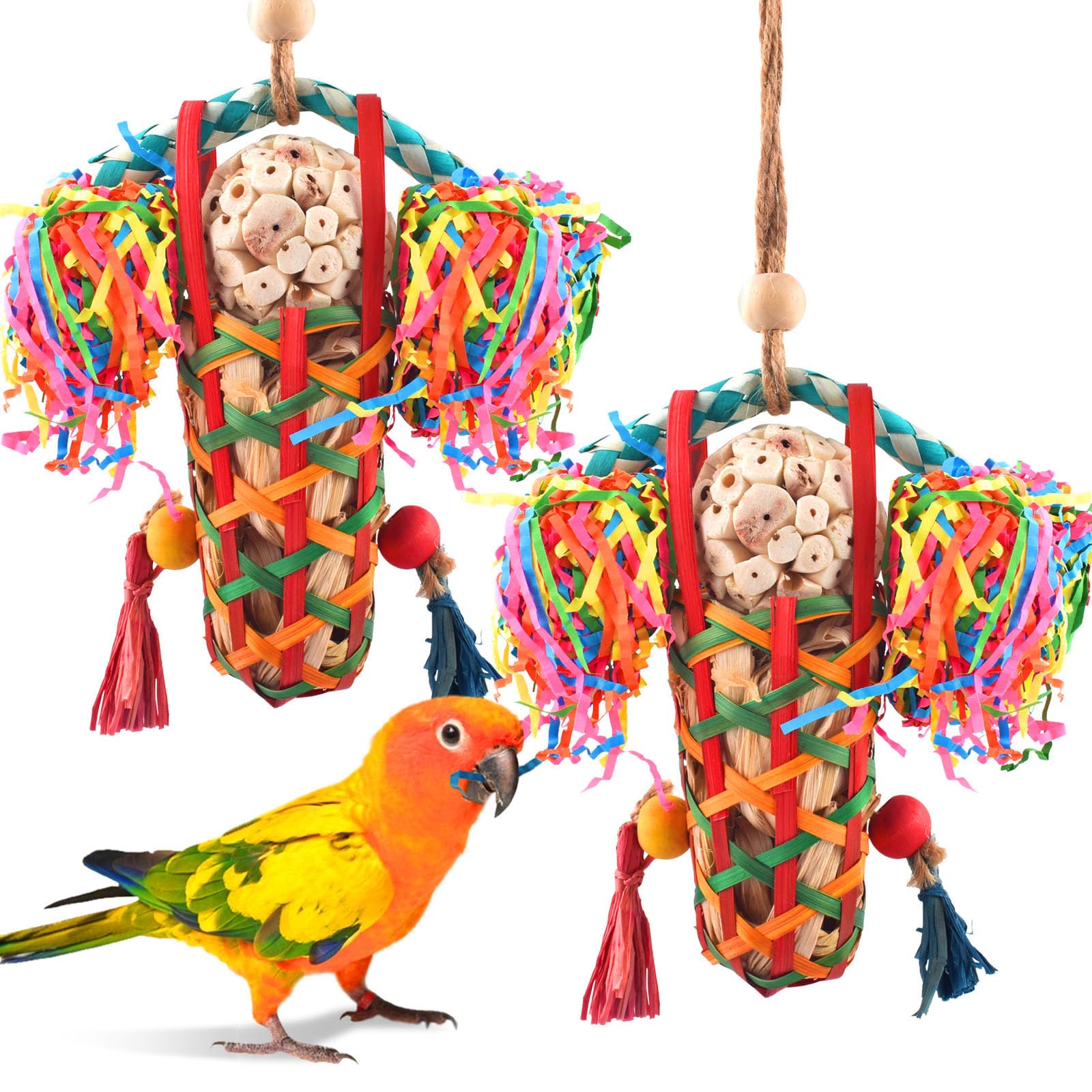 Katumo Bird Toys Parakeet Toy Cockatiel Shredding Chew Conure Foraging Sola Enrichment For Conure Cockatiel Parakeet Lovebird Sm