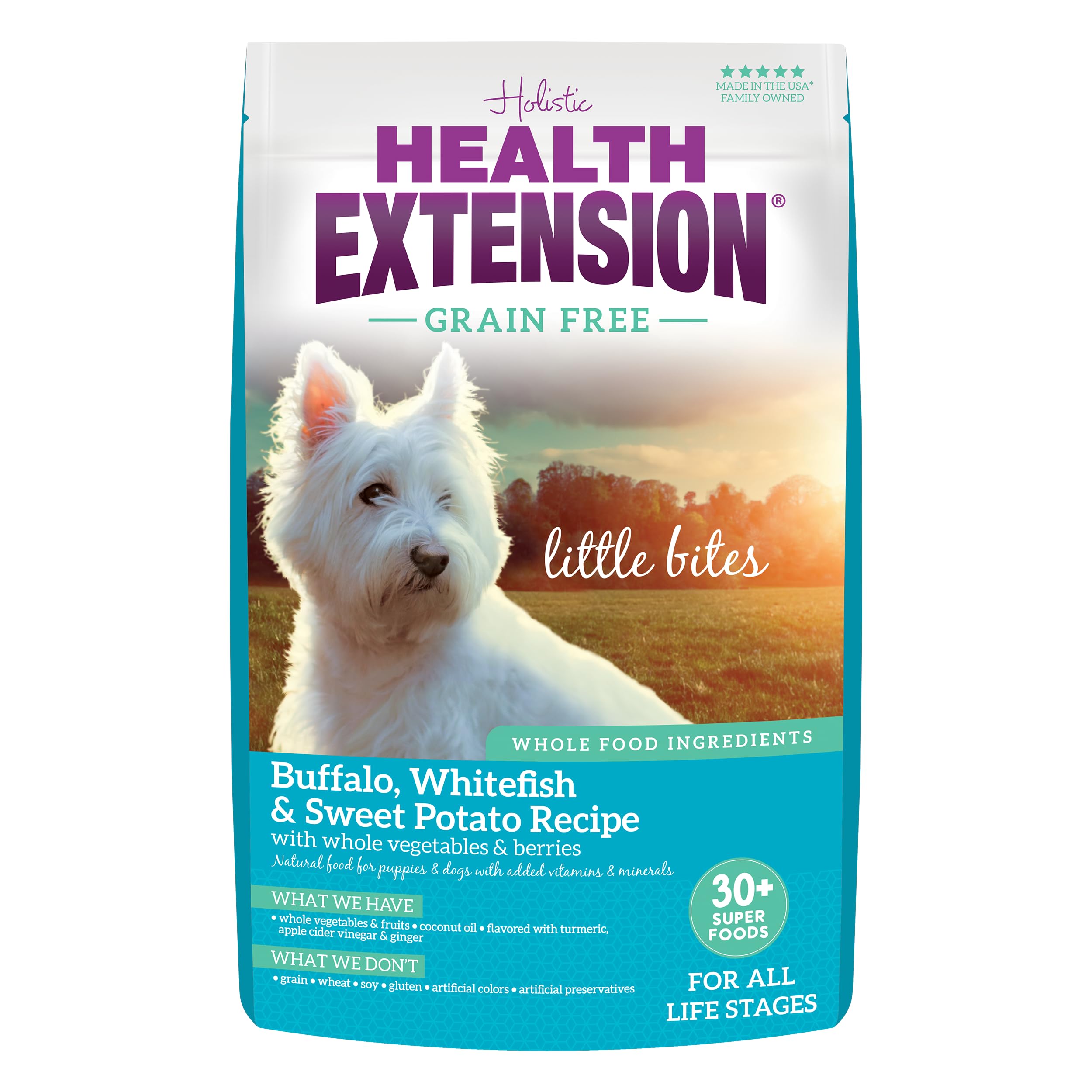 Health Extension Grain Free Buffalo & Whitefish Little Bites (23.5 lb / 10.66 kg) - Small Kibble Formula with Omega 3 & Whole Fo