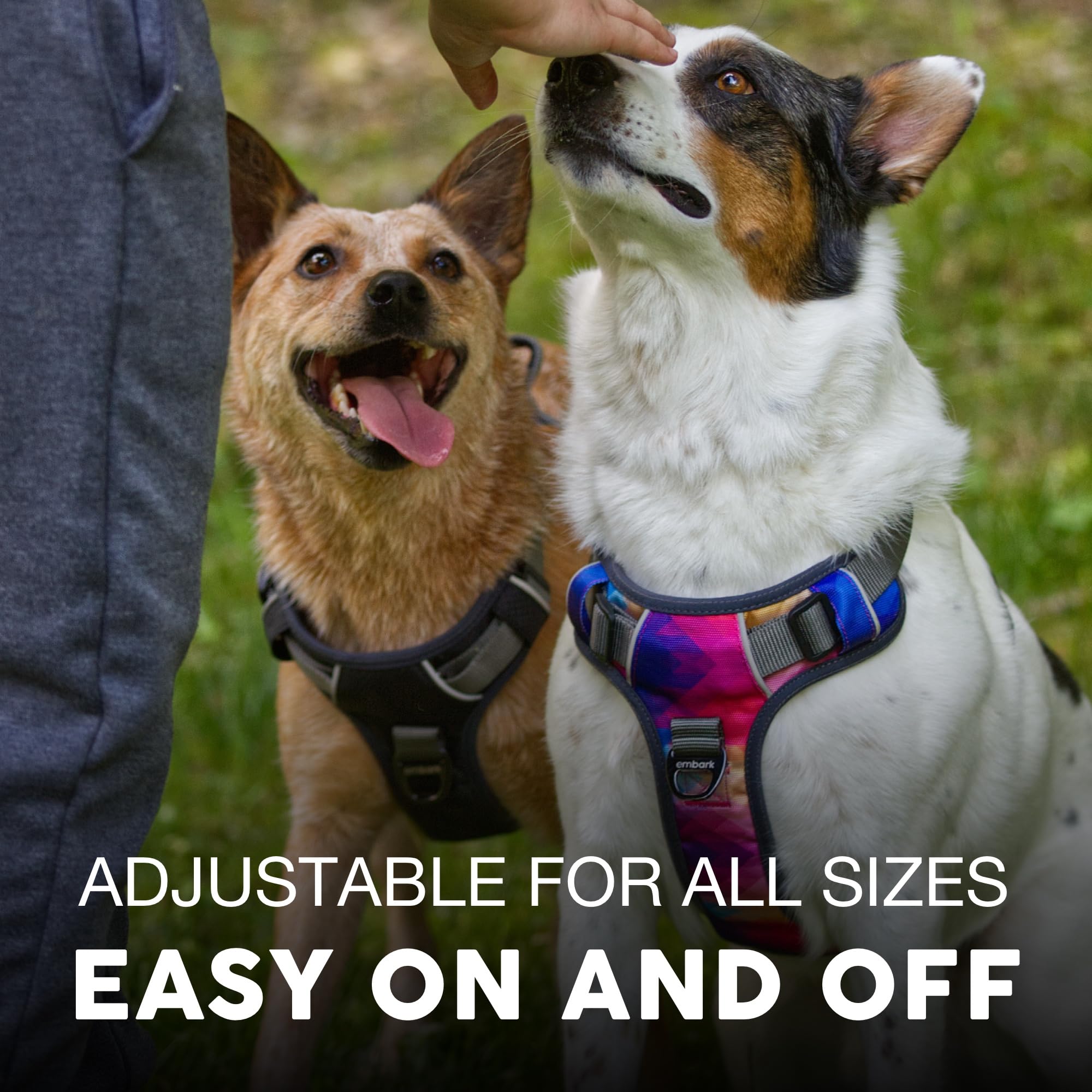 Embark Adventure Dog Harness, Reflective Trim Xl For Extra Large Dogs No Pull - Military Grade Nylon, 2 Leash Clips & Gel Lined