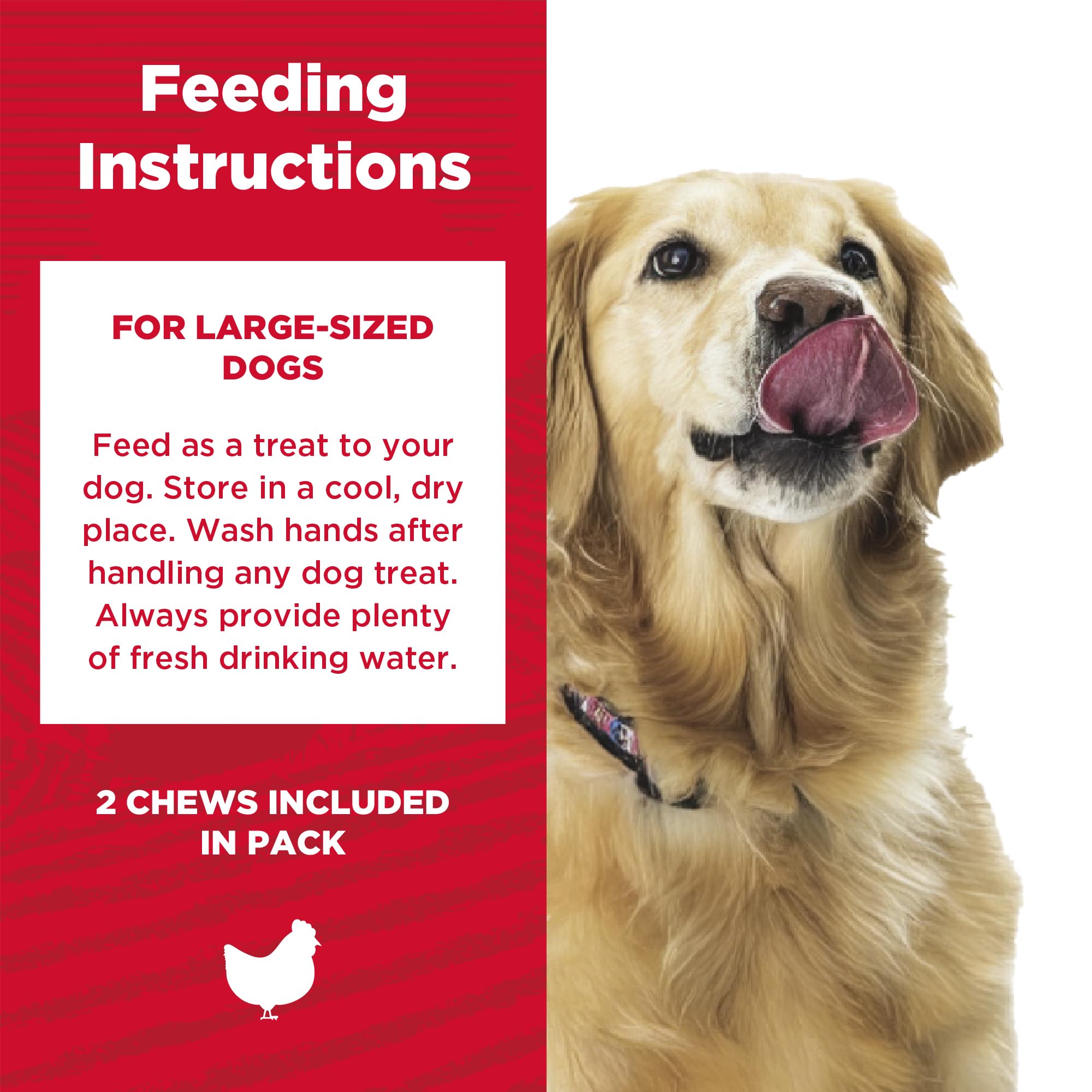 Country Kitchen Rawhide Free Dog Chews, Made with Real Chicken, for Large Sized Dogs, 2 Count