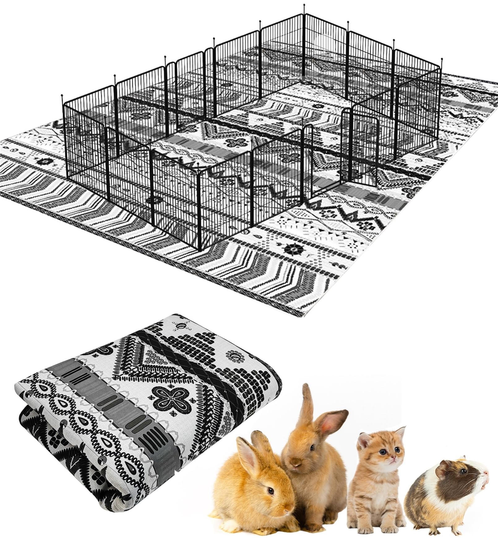 BNOSDM 91'' X 63'' Extra Large Cage Liners for Rabbits Washable Rabbit Pad Large Bunny Mat Anti Slip Rug for Bunnies, Pet Carpet