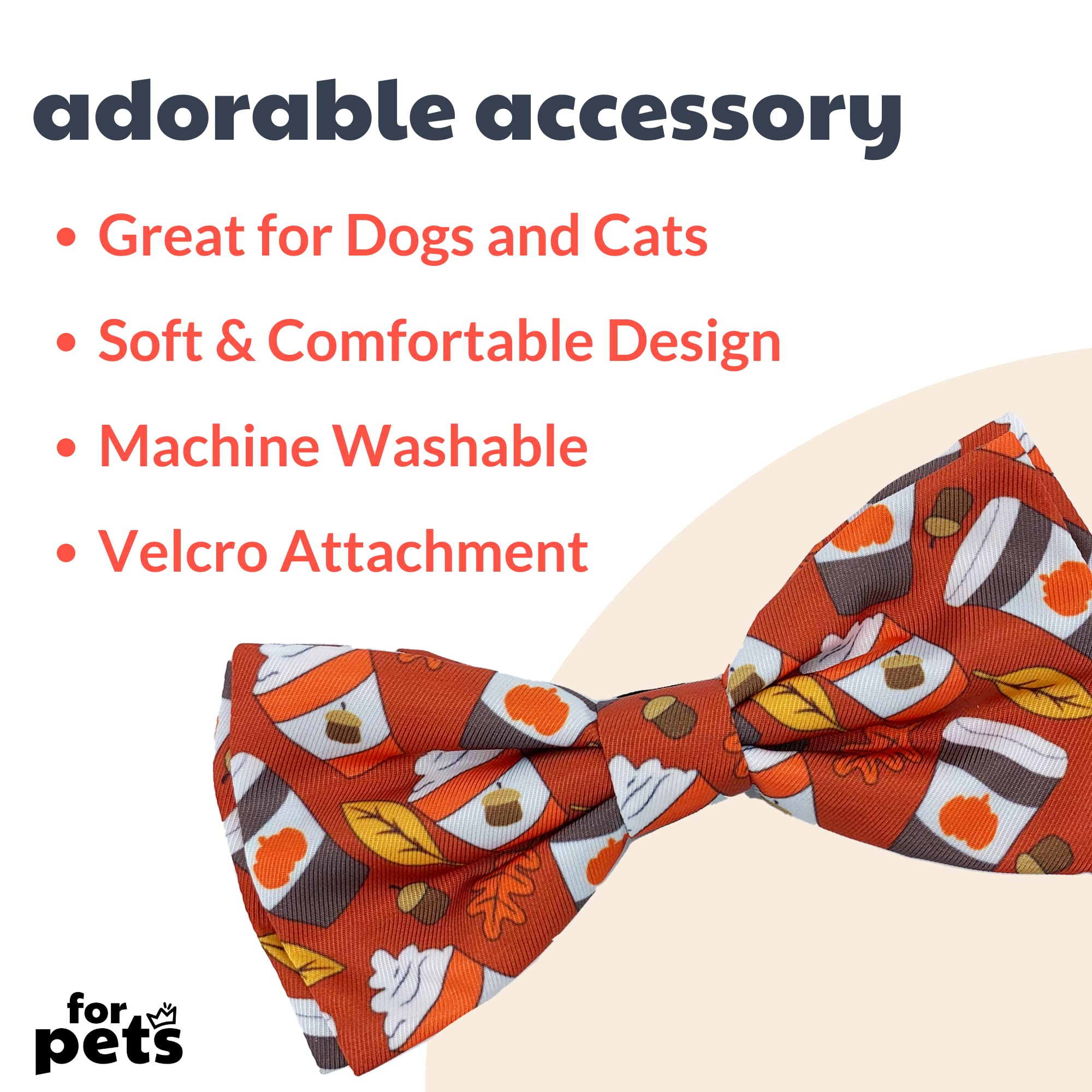 Huxley & Kent Bow Tie For Pets | Pupkin Spice Latte (Large) | Fall Bow Tie Collar Attachment | Fun Bow Ties For Dogs & Cats | Cu