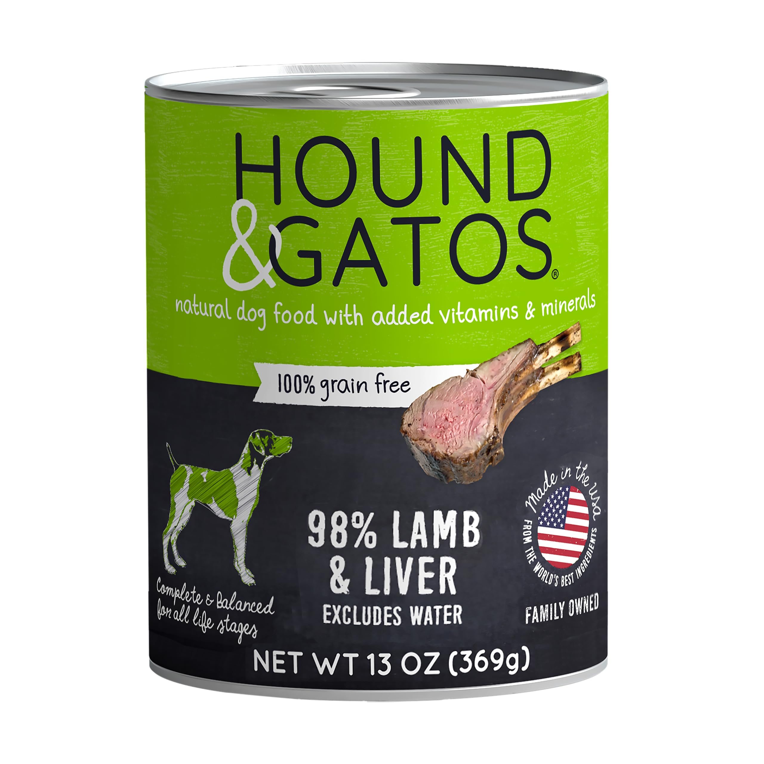 Hound & Gatos Lamb Wet Dog Food, Single Protein, 98% Real Meat Formula, Supports Digestive Health, Grain Free Limited Ingredient
