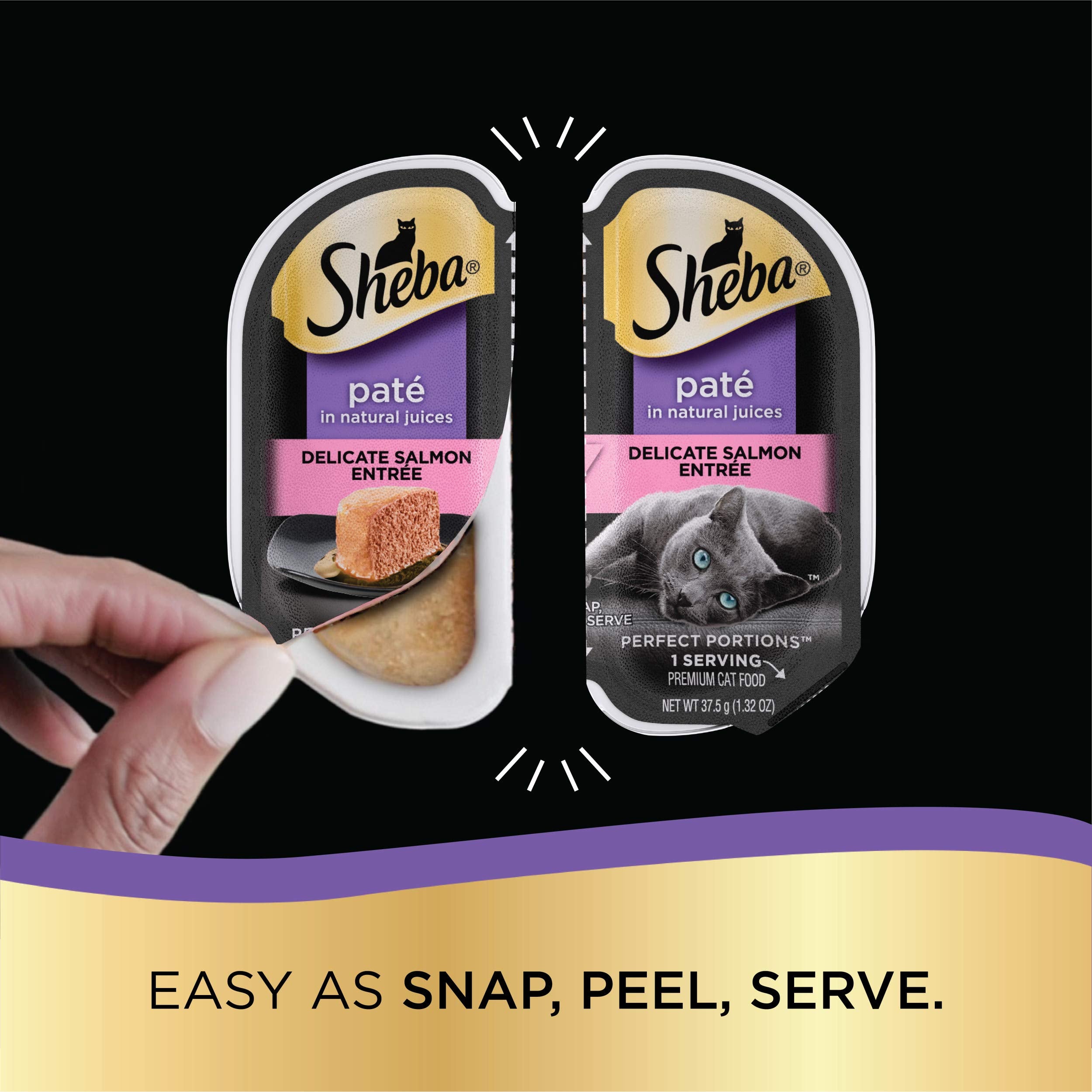 Sheba Perfect Portions Wet Cat Food Pate Savory Chicken Entree and with Sustainable Salmon Variety Pack, 2.6 oz., Twin-Pack Tray