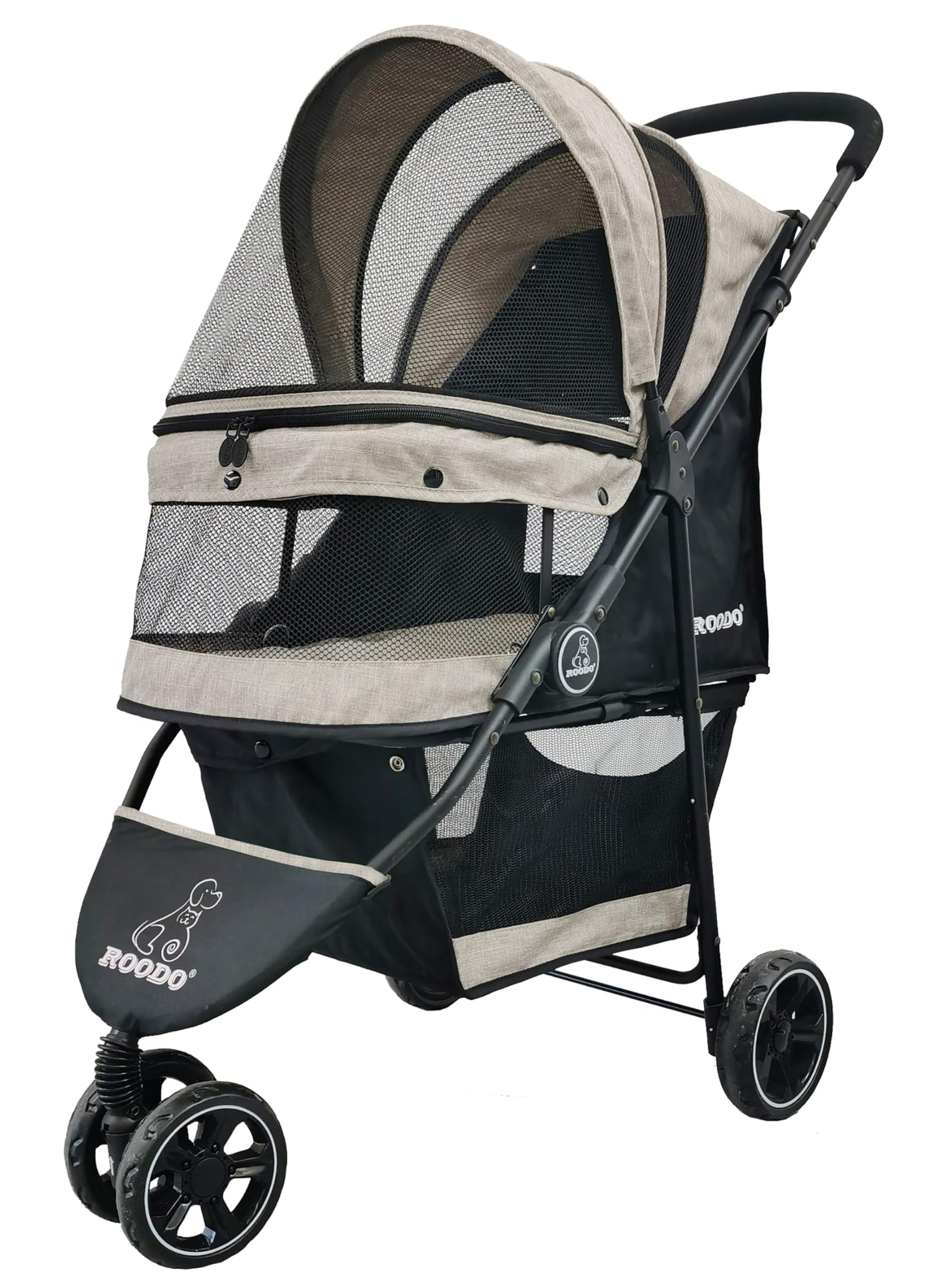 ROODO Pet Stroller Three-Wheeled Light Khaki 33x18x38 Inch – Petocart