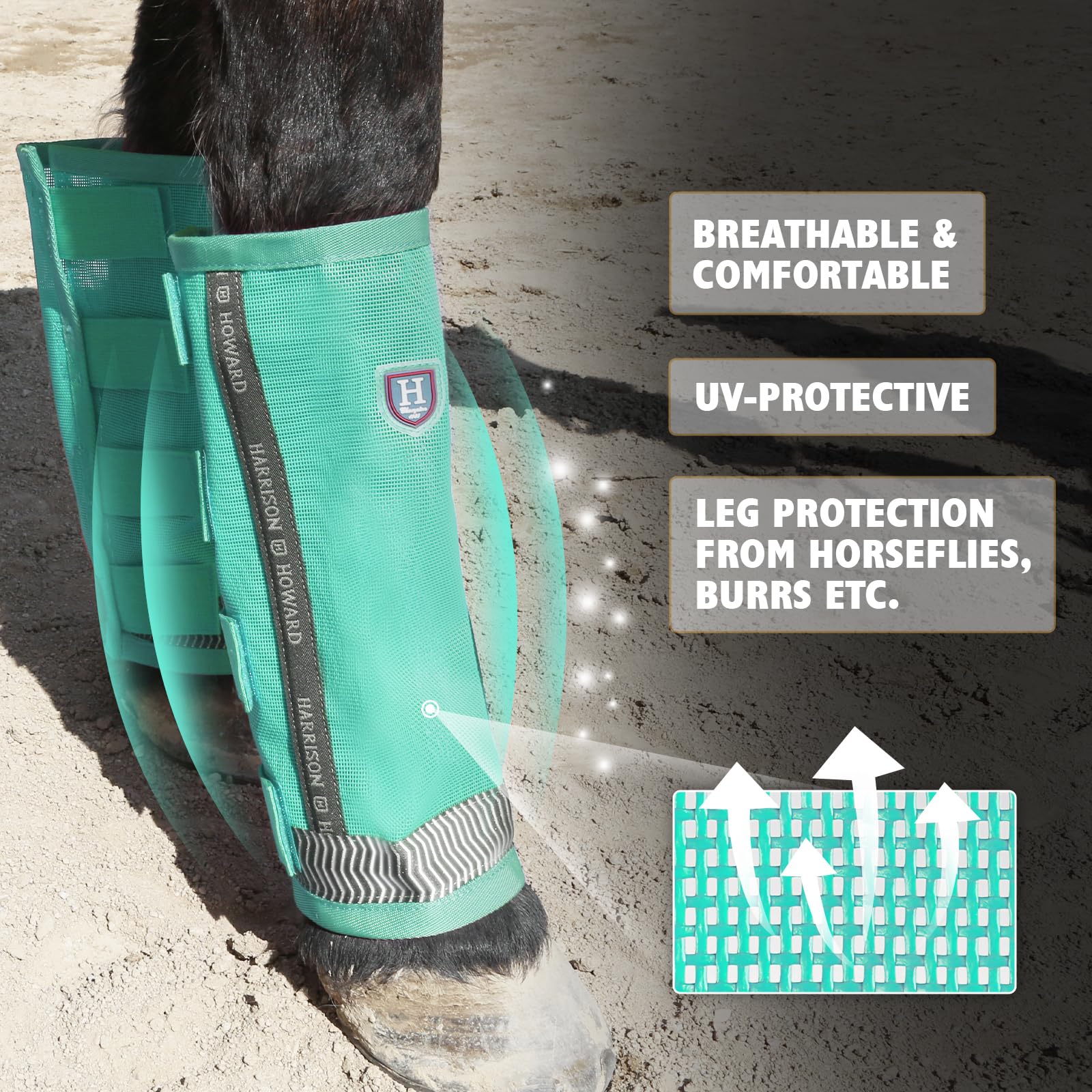 Harrison Howard Loose-Fitting Horse Fly Boots Uv-Protective, Breathable Fine Mesh Leggins Stay-On Comfortable Fly Boots With Ref
