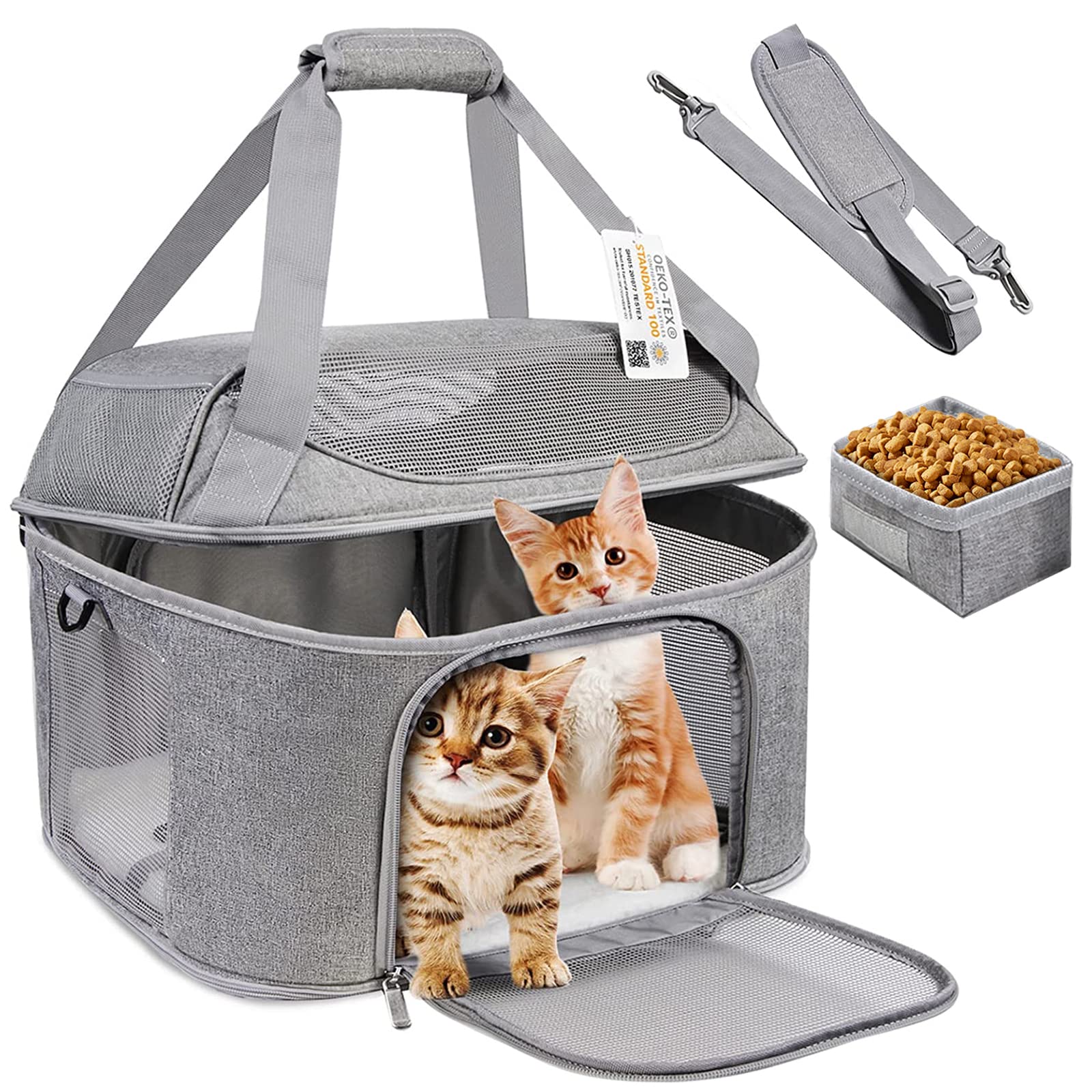 Bejibear Large Cat Carrier For 2 Cats, Soft Side Pet Carrier For Cats Small Dog Up To 20 Lbs, Collapsible Travel Dog Carrier Bag