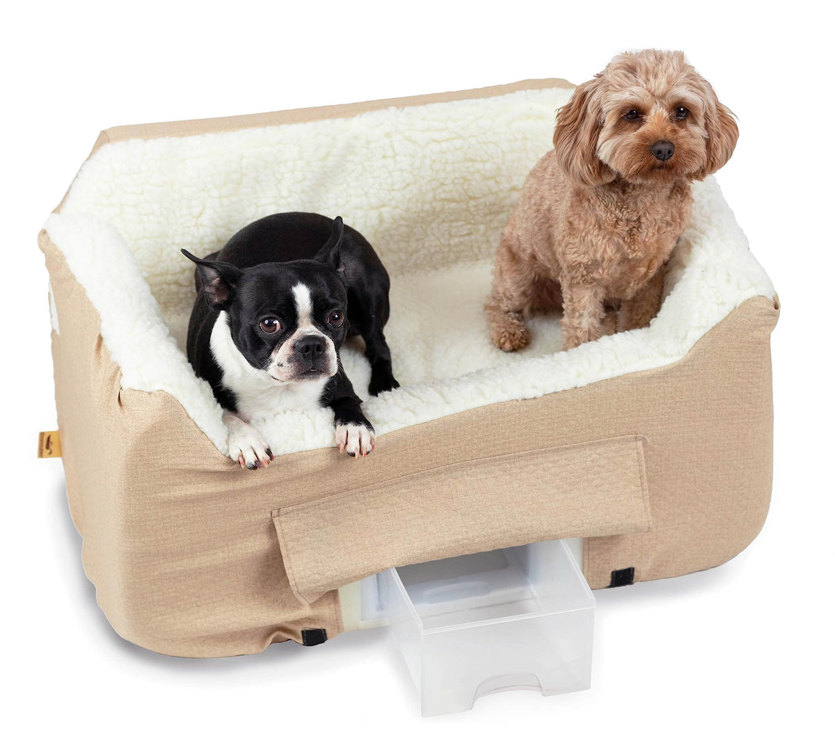 Snoozer Dog Car Seat With Storage Tray: Lookout Ii Dog Booster Car Seat Medium Sized Dog, Size: Large, Fabric: Birch Diamond, Pet Car Seat To Help Car Sickness For Dogs, Removable Washable Cover