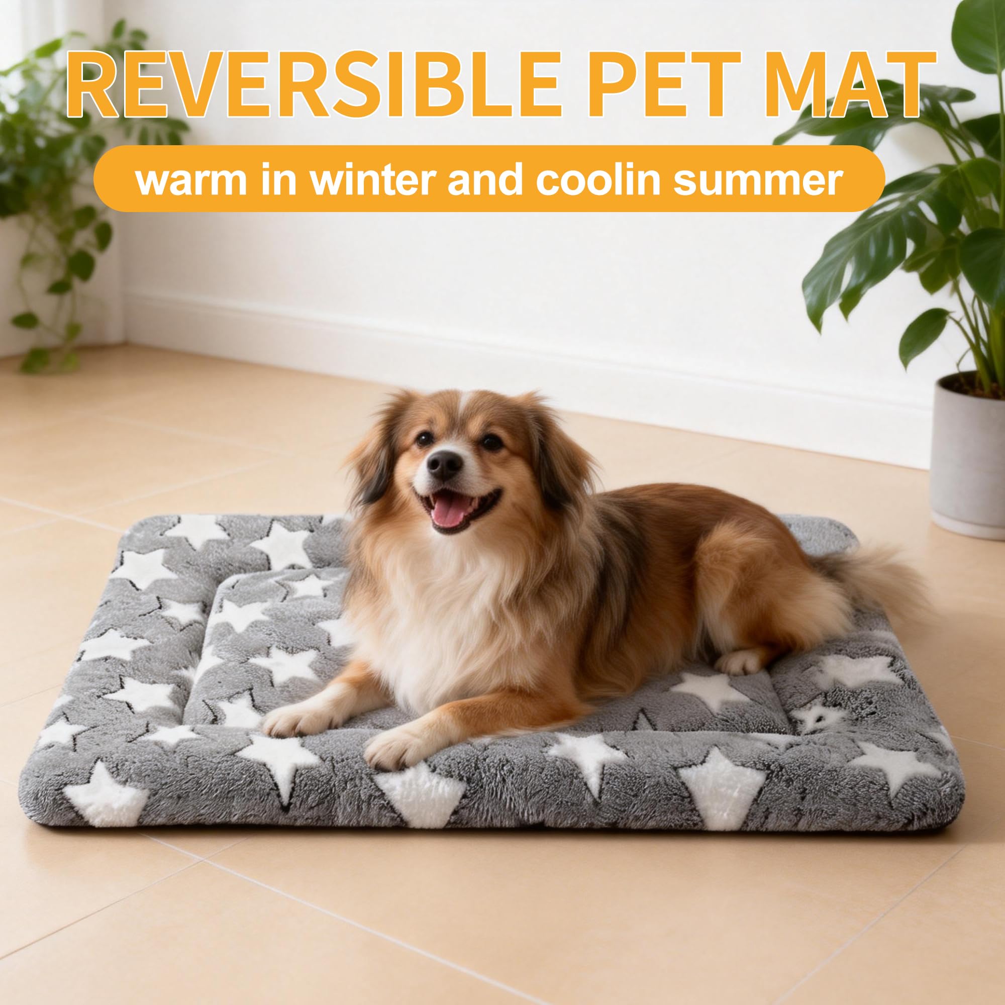 Dog Bed Mat, Reversible Crate Pads for Small/Medium/Large Dogs & Cats Sleeping, Portable & Soft, Dog Beds Crate Pad (Grey, M(30*