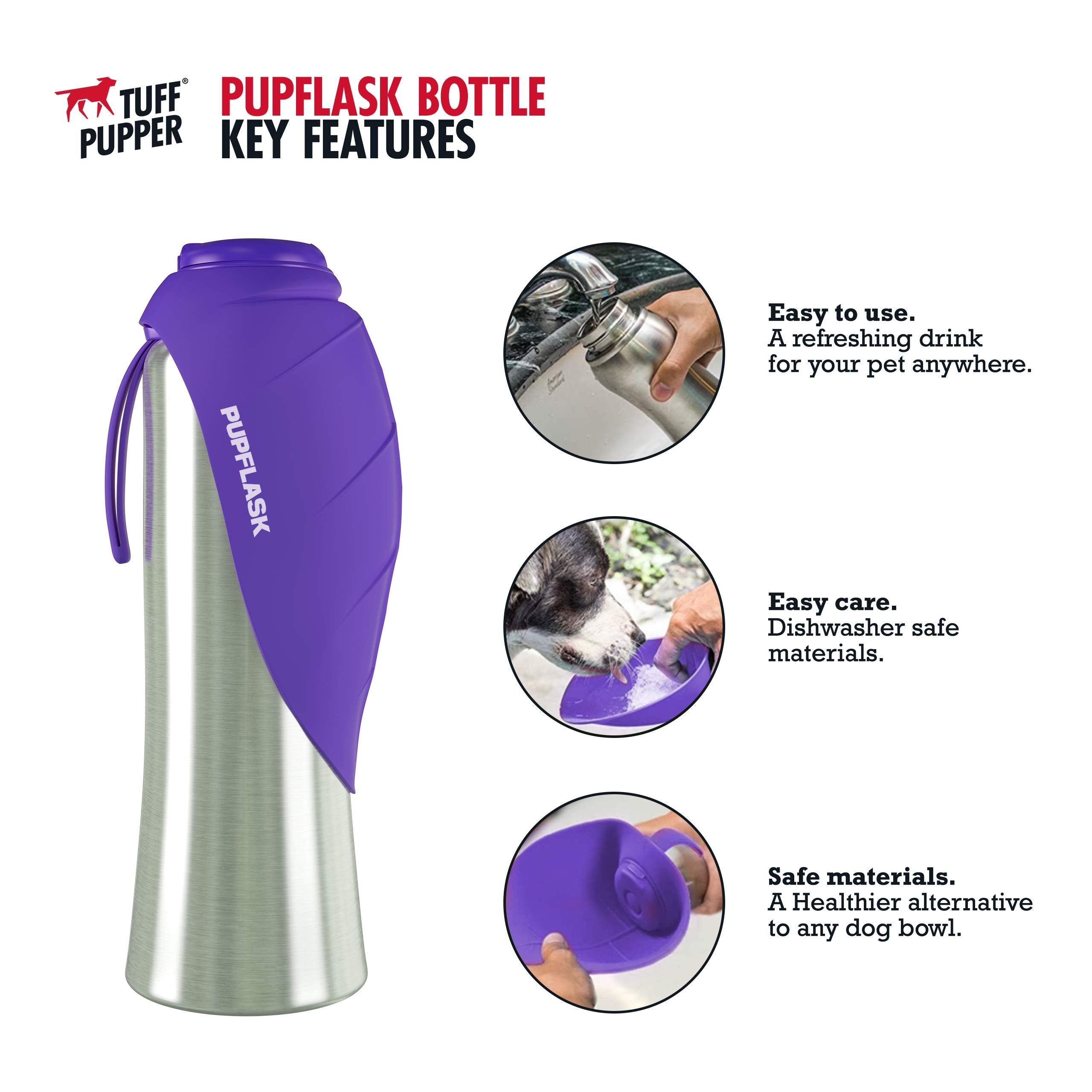 Pupflask Large Dog Water Bottle | 27 Or 40 Oz Stainless Steel | Convenient Dog Drink Dispenser | Puppy Travel Water Bowl | Porta