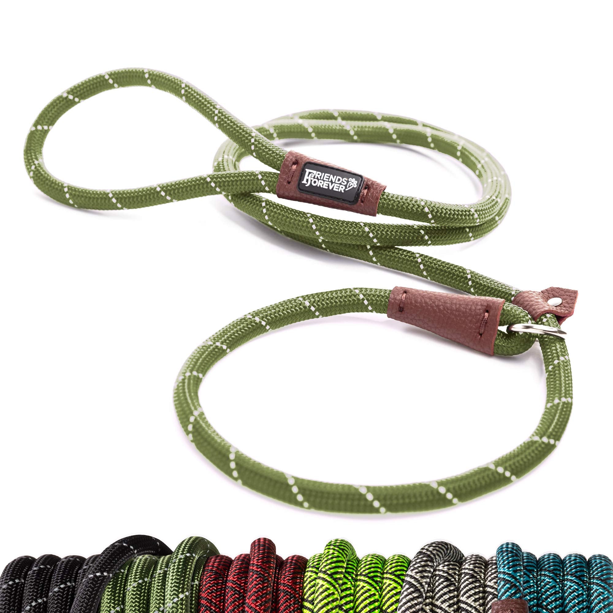 Friends Forever Extremely Durable Dog Rope Leash, Premium Quality Training Slip Lead, Reflective, Thick Heavy Duty, Sturdy, No P