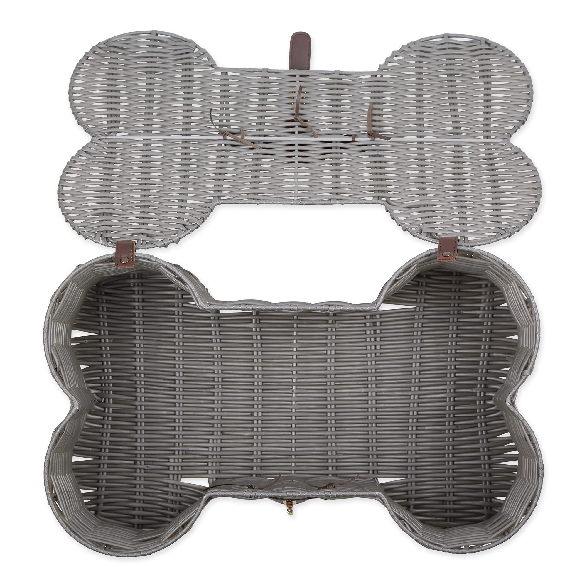 Bone Dry Pet Storage Collection Toy Basket, Large, 24x15x9, Gray Plastic Wicker