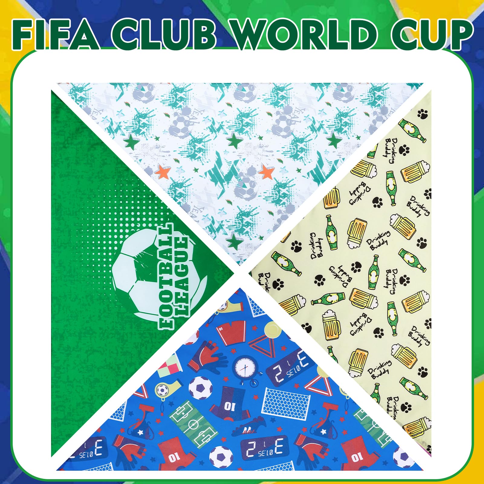 Expawlorer Fifa Club World Cup 2025 Dog Bandanas With Football Theme 4 Pack - Dog Scarf And Handkerchiefs For Puppy, Soccer Pet