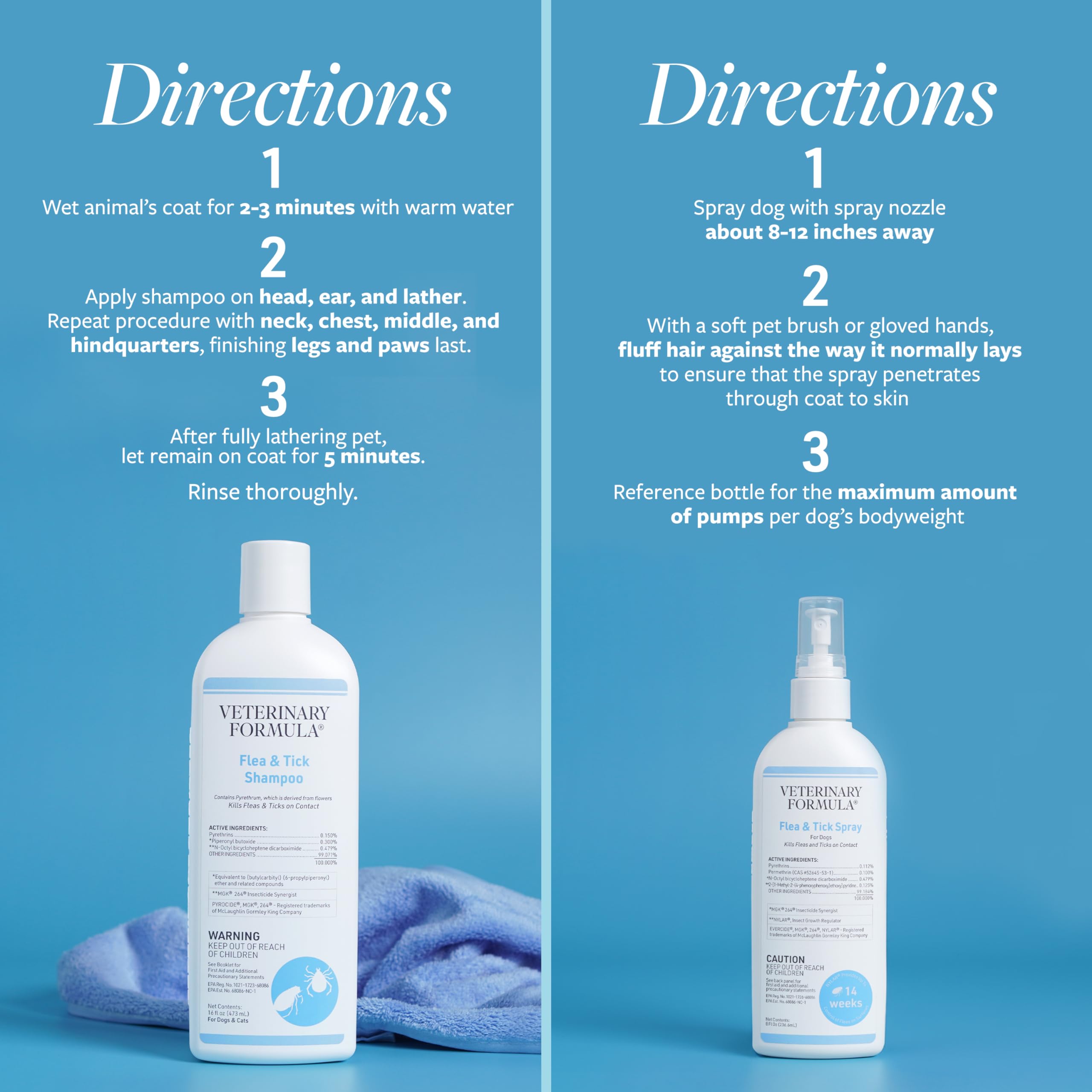 Veterinary Formula Flea and Tick Bundle - Prevention Spray for Dogs, 8 oz + 16 oz Shampoo for Dog Flea & Tick Control