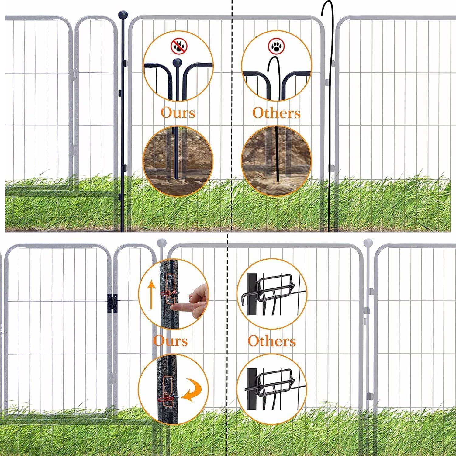 Dog Playpen,24/32/40 Inch Height In Heavy Duty,Folding Indoor Outdoor Dog Exercise Fence, Portable Pet Playpen With Door For Lar