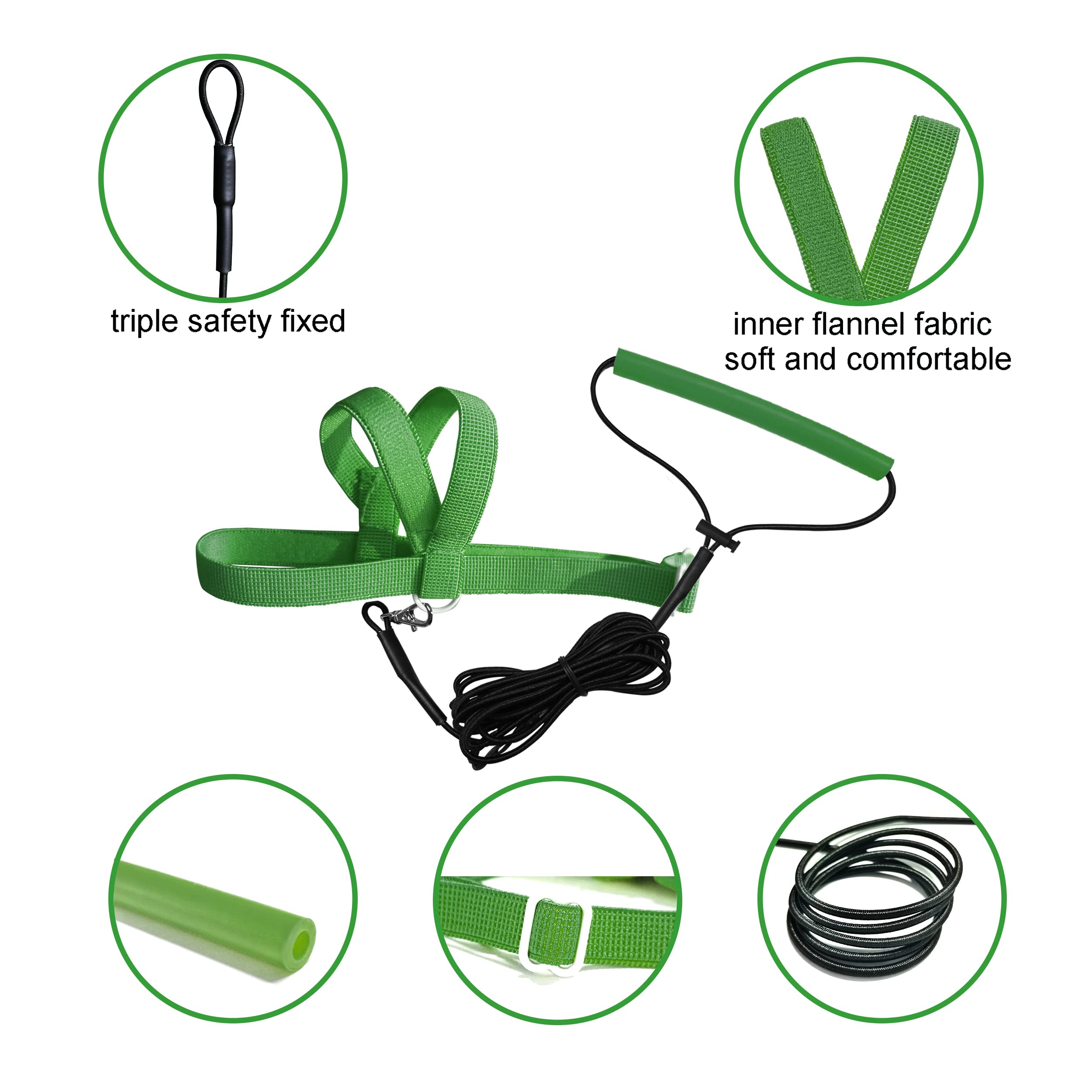 Vanfavori Adjustable Bird Harness With 80 Inch Leash, Outdoor Flying Kit Training Rope For Bird Parrots Cockatiel S Size Weight 70-120 Grams,Green