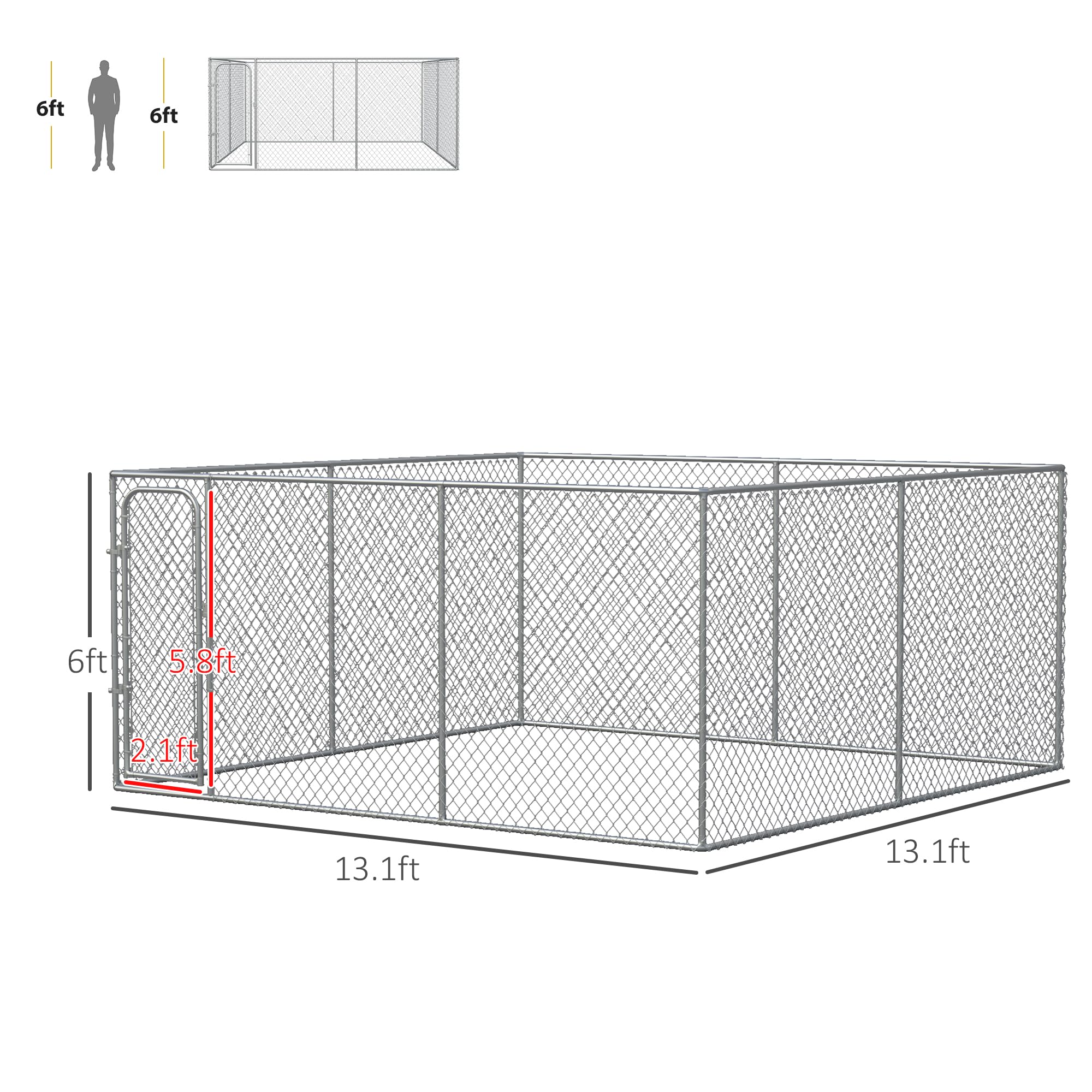 PawHut 172.2 Sq. Ft. Dog Playpen Outdoor, Walk-in Dog Run Kennel Puppy Exercise Pen with Galvanized Steel Frame, for Small and M