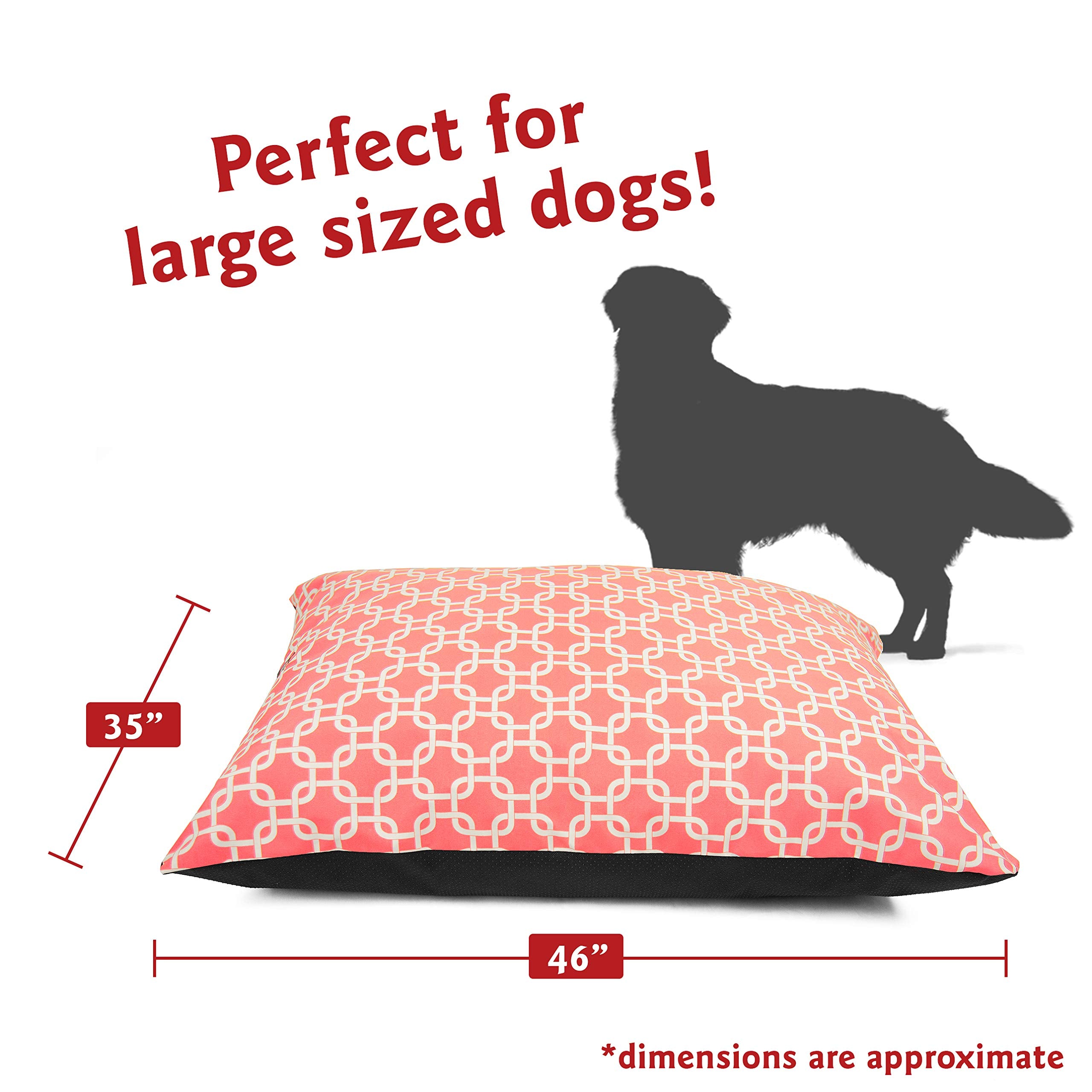 Majestic Pet Large Rectangle Dog Bed Washable Non Slip Comfy Bed - 46 X 35 Inch, Links Coral