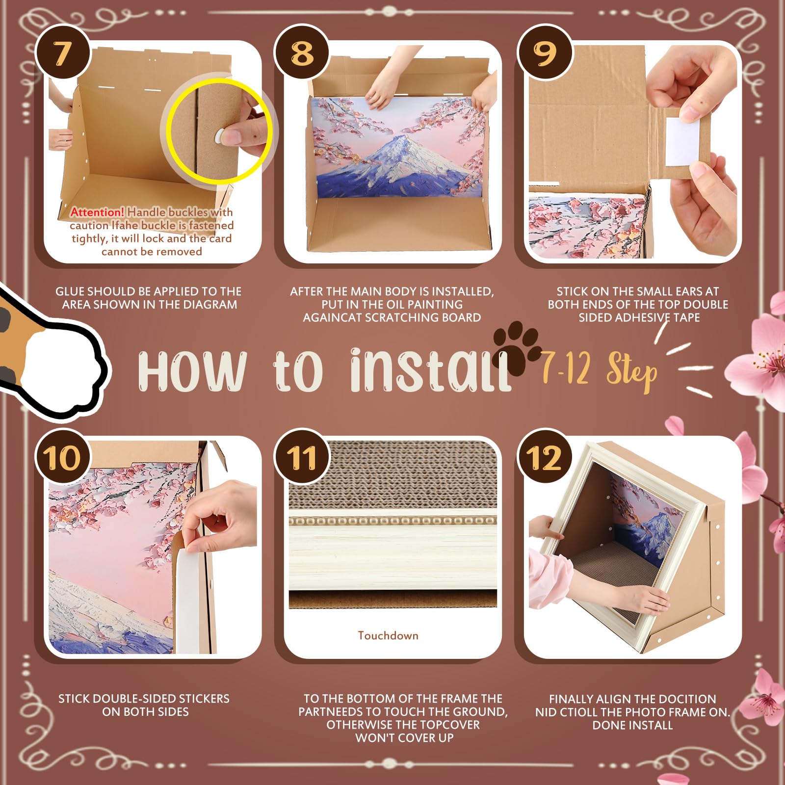 Eccliy Cardboard Cat Scratcher House Oil Painting Art Frame Cat Scratcher Bed Vintage Picture Scratching Board Pad Kitten Couch