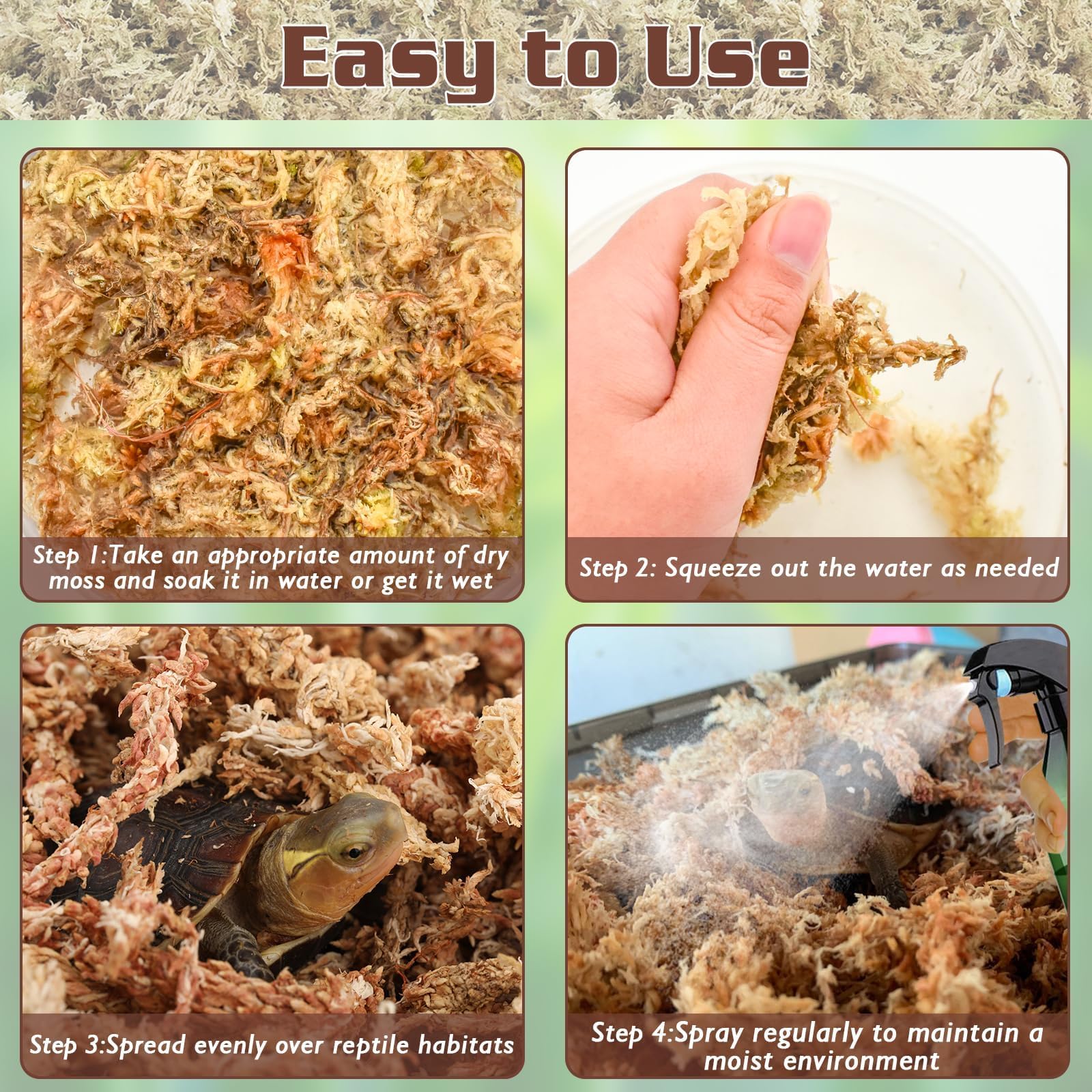 ZeeDix 12OZ Premium Sphagnum Moss for Reptiles, 20QT Dried Moss for Terrarium Long Fibered Leopard Gecko Moss Natural Sphagnum P